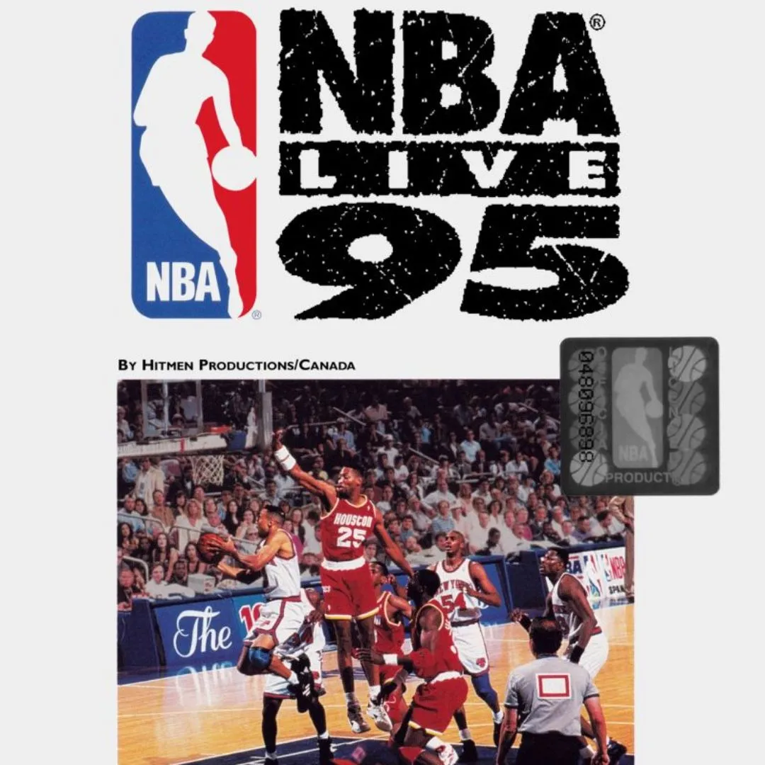 Ảnh bìa trò chơi NBA Live 95, một biểu tượng game bóng rổ trên SNES