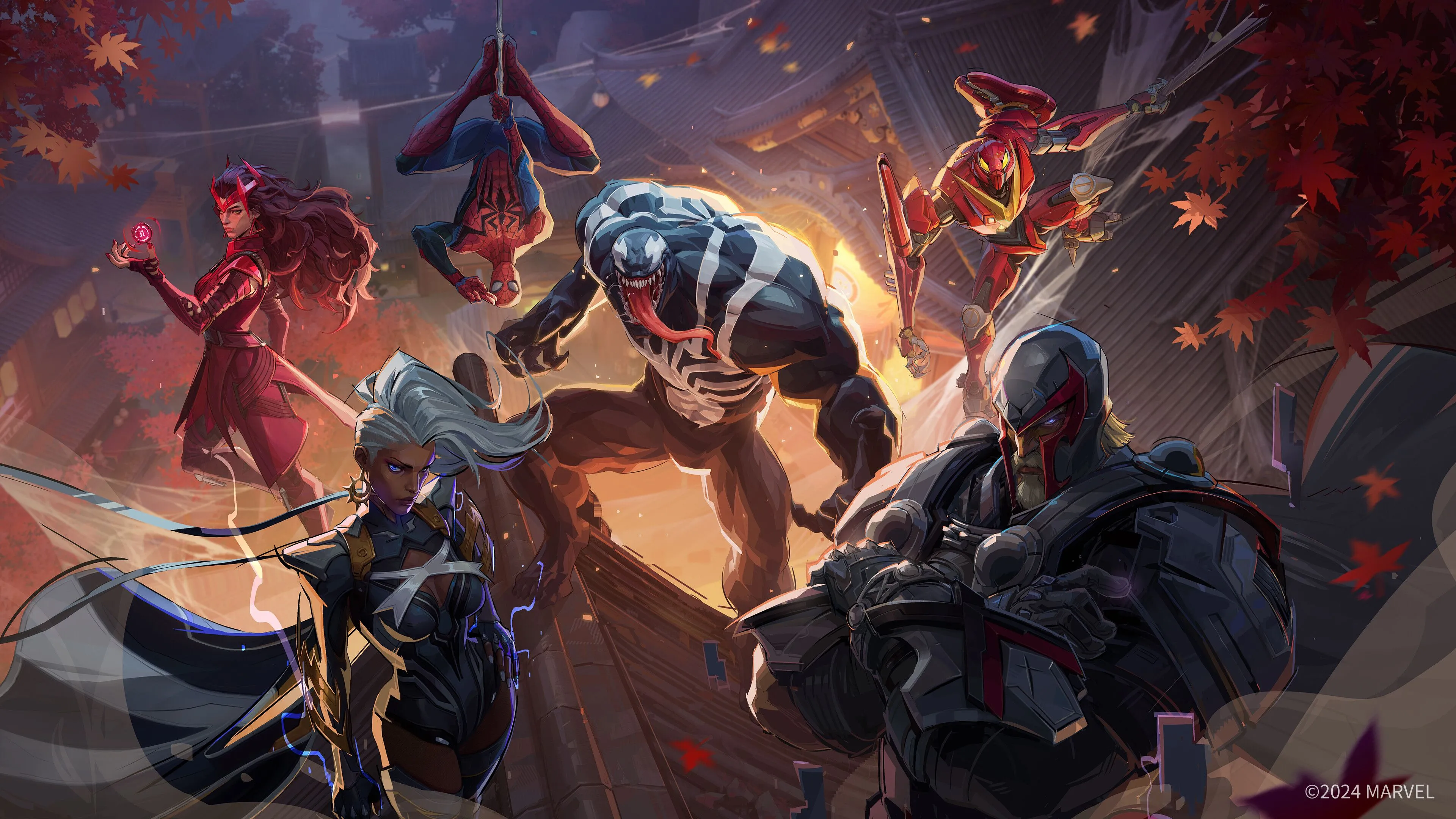 Ảnh chụp màn hình các nhân vật trong game Marvel Rivals đang chiến đấu
