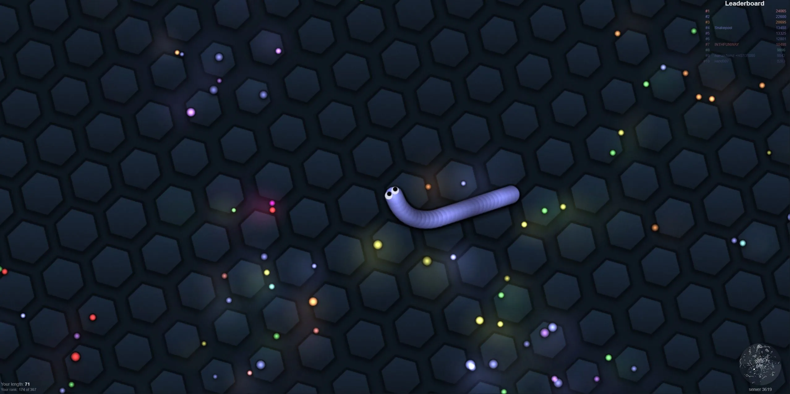 Ảnh chụp màn hình game Slither.io chơi trên trình duyệt web