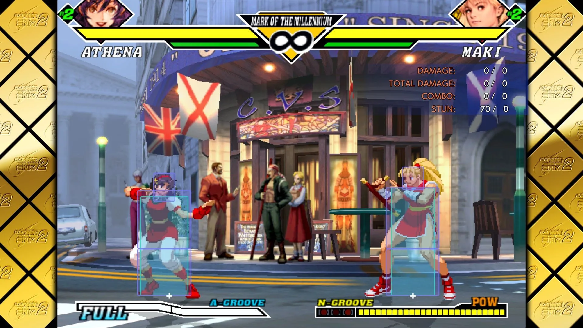 Ảnh chụp màn hình gameplay Capcom vs SNK 2 trong Capcom Fighting Collection 2, với giao diện trận đấu