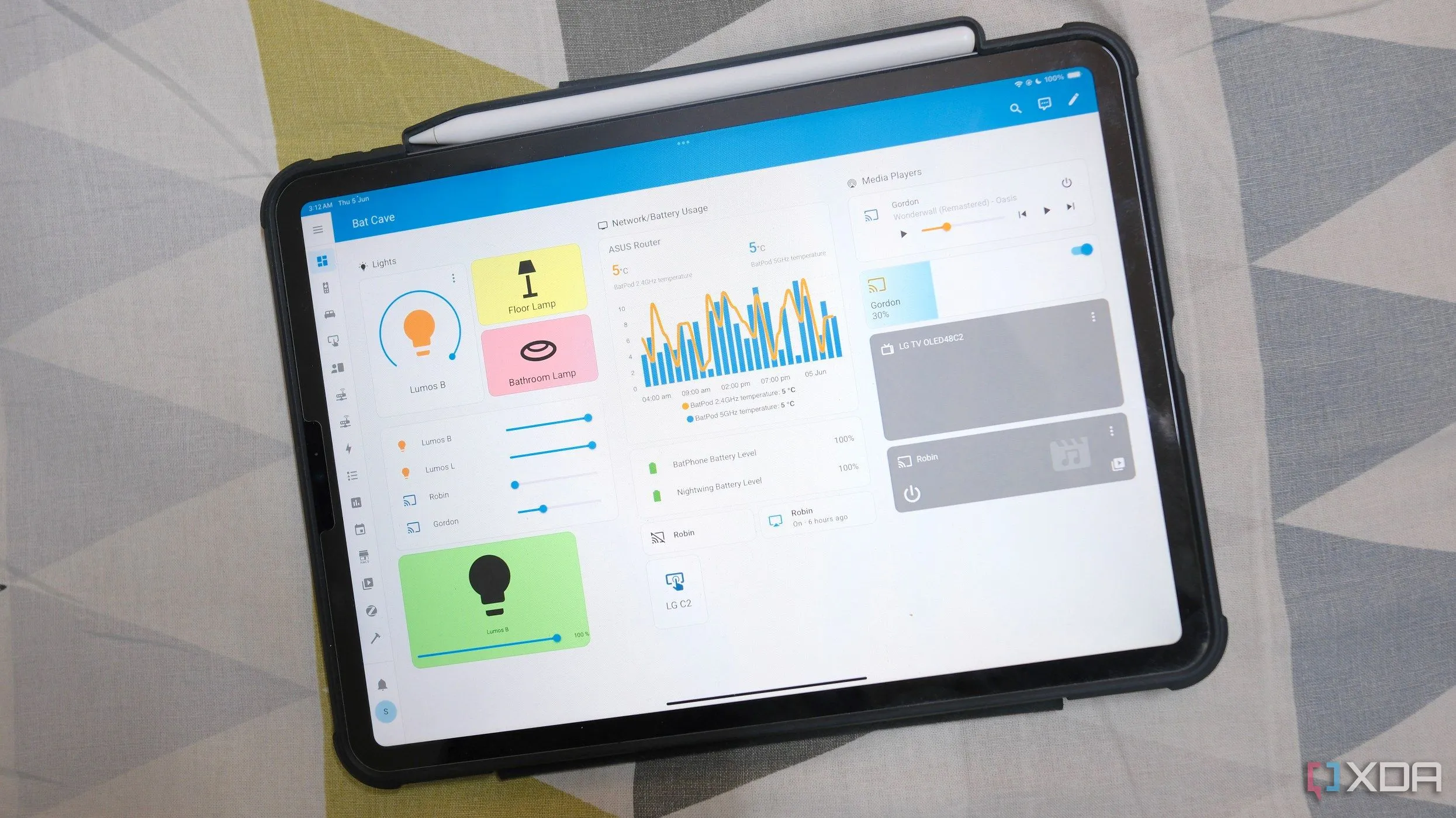 Ảnh chụp màn hình giao diện Home Assistant với các thẻ tùy chỉnh