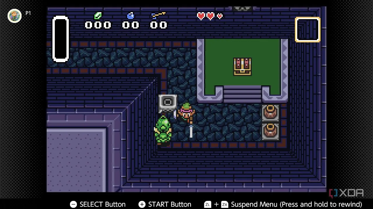 Ảnh chụp màn hình The Legend of Zelda: A Link to the Past Four Swords trên Game Boy Advance qua dịch vụ Nintendo Switch Online.