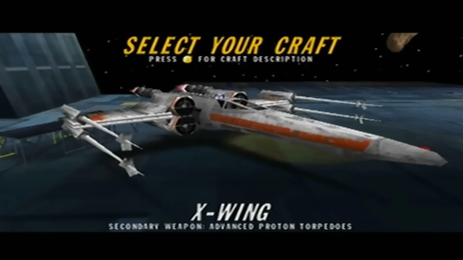 Ảnh gameplay Star Wars Rogue Squadron với phi thuyền chiến đấu trong không gian.