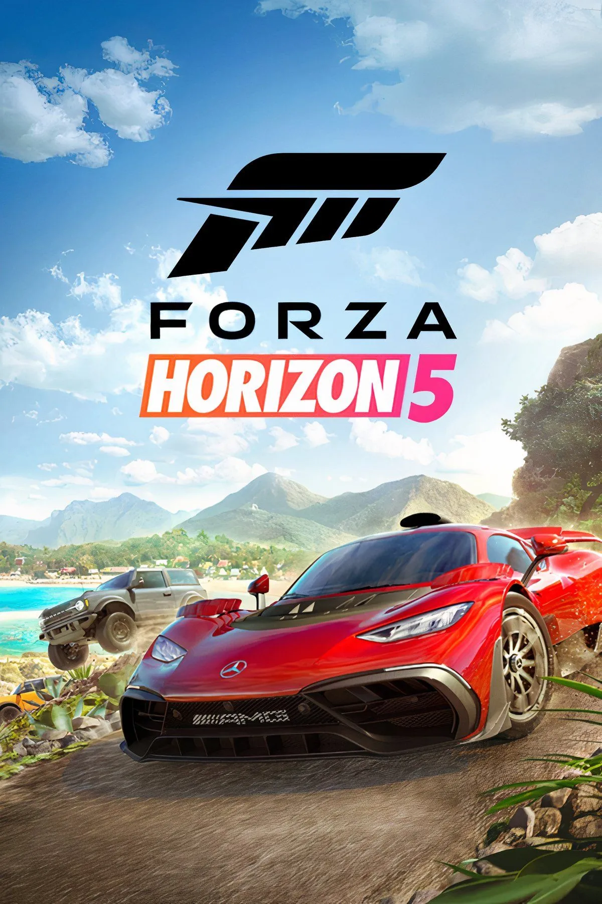 Ảnh ghép các siêu xe trong game Forza Horizon 5, đặt trong bối cảnh phong cảnh tuyệt đẹp của Mexico.