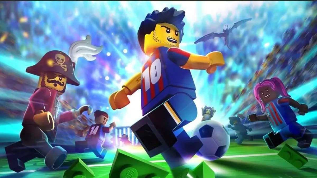 Ảnh minh họa game bóng đá LEGO 2K Goooal với phong cách arcade sôi động.