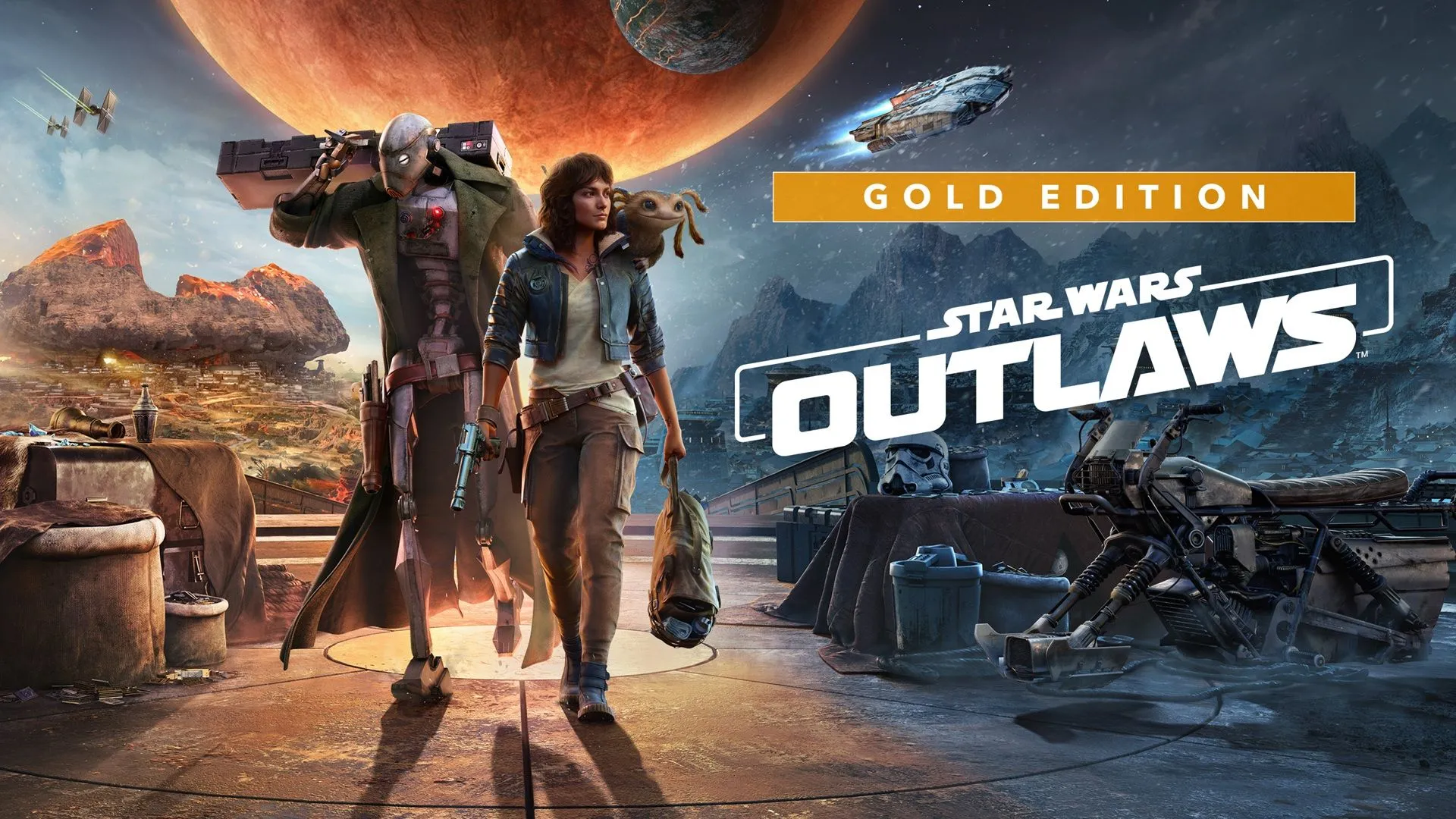 Ảnh quảng cáo Star Wars Outlaws Gold Edition, ví dụ về game có các phiên bản cao cấp