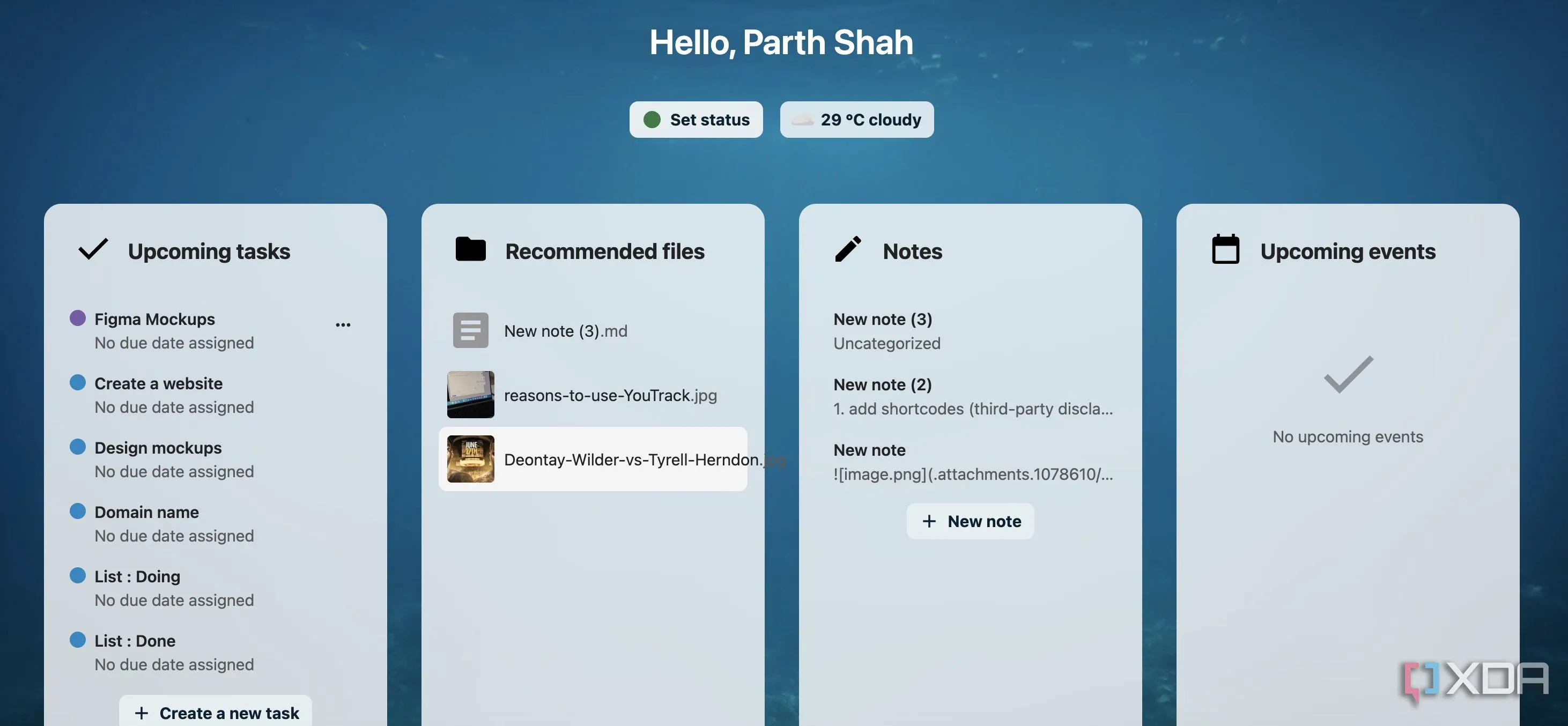 Bảng điều khiển (dashboard) của Nextcloud hiển thị các tính năng đa dạng như lịch, tệp, email và các ứng dụng văn phòng, làm nổi bật khả năng cộng tác toàn diện.