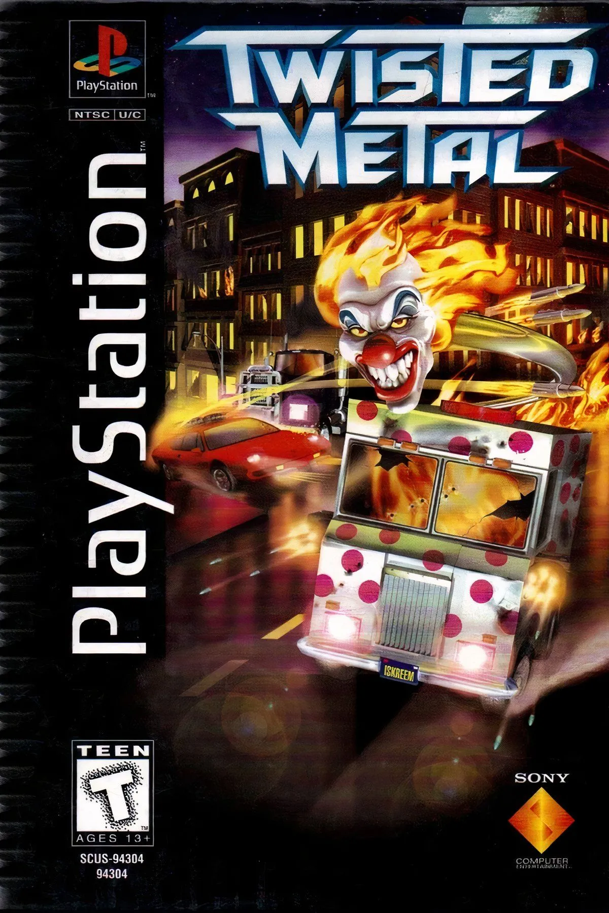 Bìa đĩa game Twisted Metal phiên bản Long Box biểu tượng của PS1