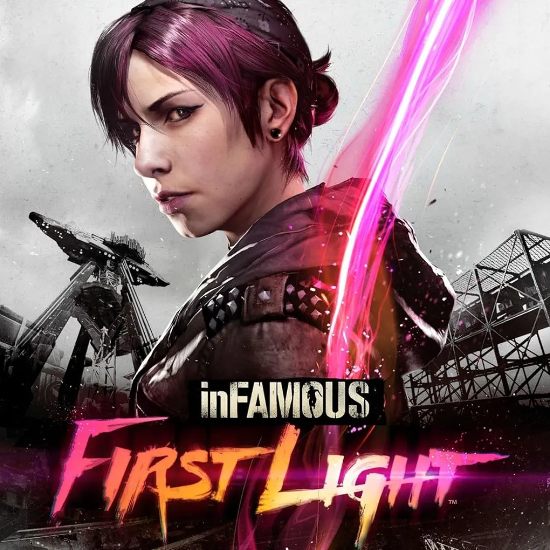 Bìa game InFAMOUS: First Light với nhân vật chính Fetch, một DLC thành game độc lập.