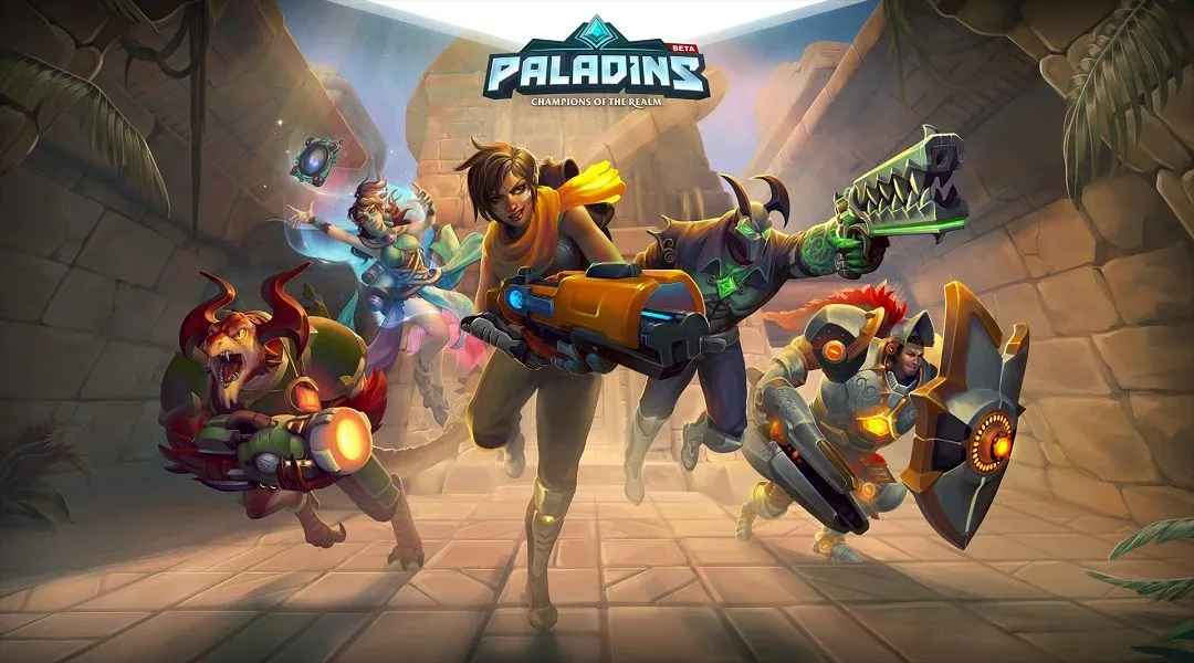 Bìa game Paladins: Champions of the Realm với các tướng đầy sức mạnh