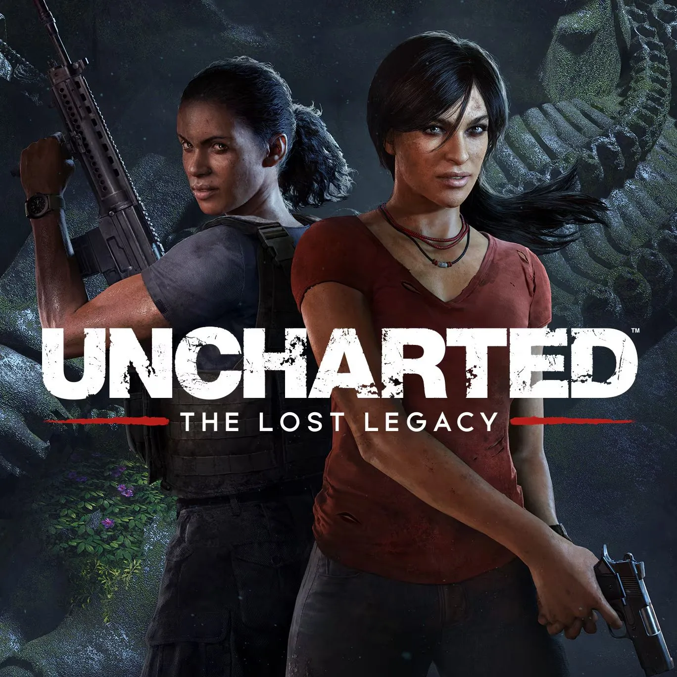 Bìa game Uncharted: The Lost Legacy với Chloe Frazer và Nadine Ross, một câu chuyện độc lập từ vũ trụ Uncharted.