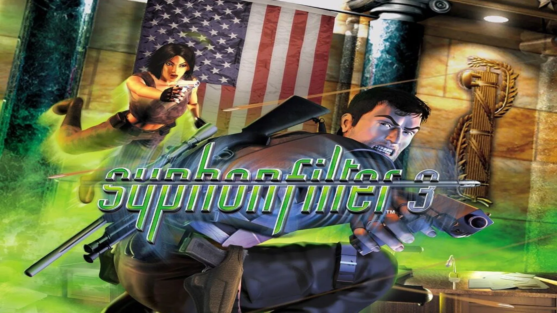 Bìa hộp game Syphon Filter 3 phiên bản gốc trên PS1 trước sự kiện 11/9, một trong những game PS1 hiếm nhất