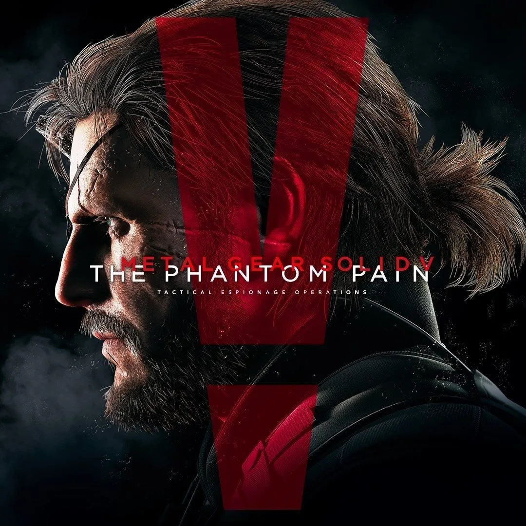Big Boss trên hình ảnh quảng cáo game Metal Gear Solid V: The Phantom Pain, thể hiện phong cách thế giới mở của Hideo Kojima