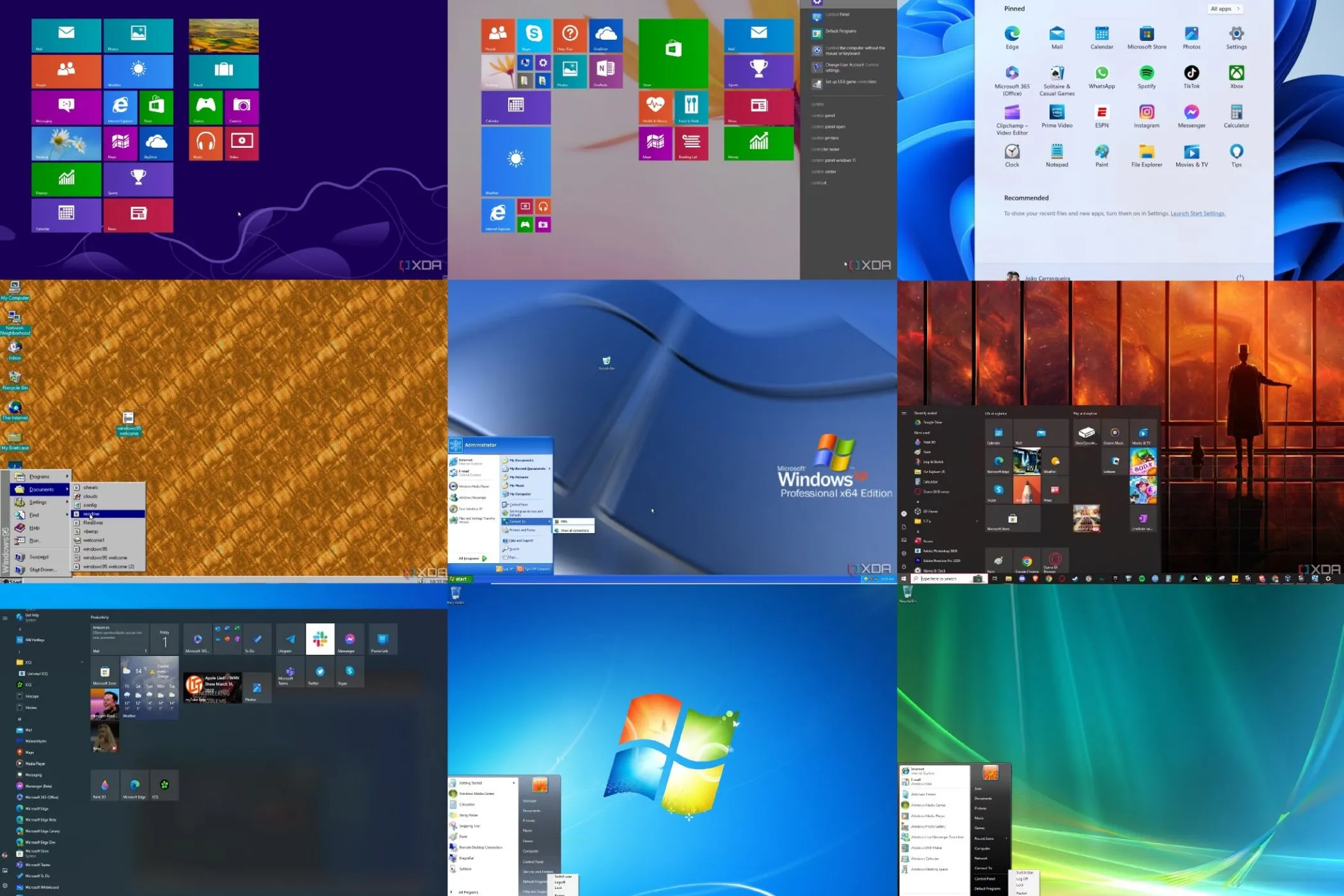 Các phiên bản Start Menu Windows khác nhau qua từng thời kỳ
