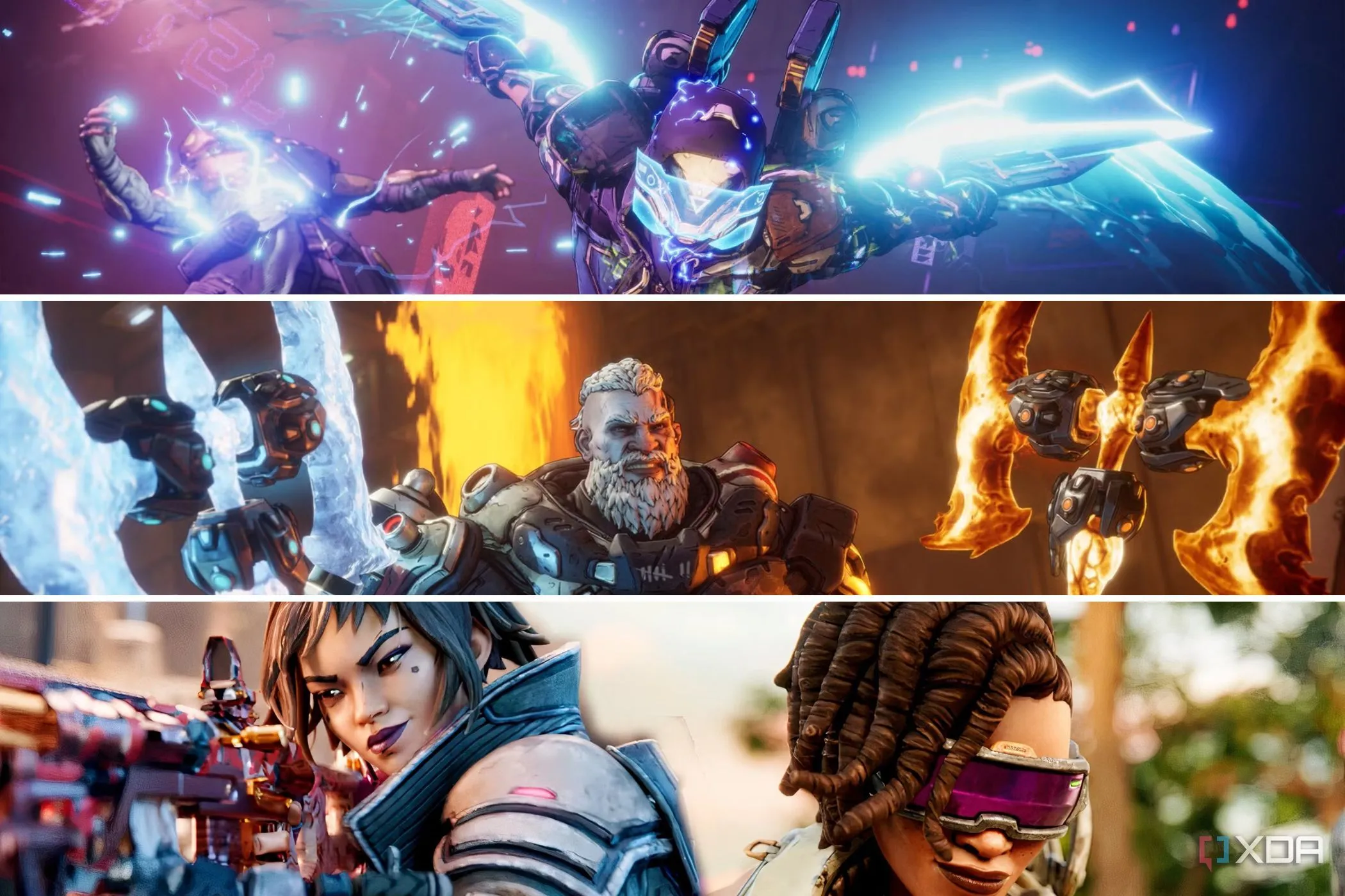 Các Vault Hunter trong Borderlands 4 đang thực hiện những đòn tấn công khác nhau, thể hiện lối chơi đa dạng