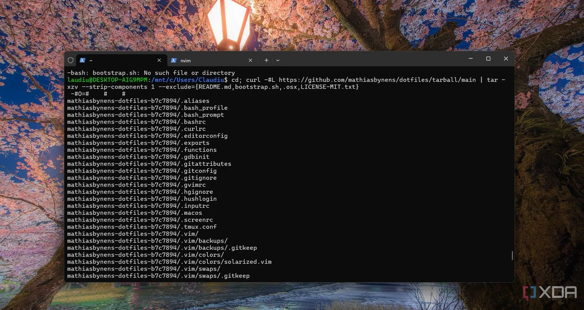 Cài đặt kho lưu trữ dotfile từ GitHub bằng WSL trong cửa sổ dòng lệnh