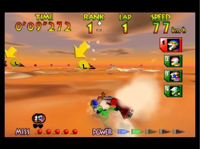 Cảnh đua mô tô nước sống động trong game Wave Race 64 trên Nintendo 64