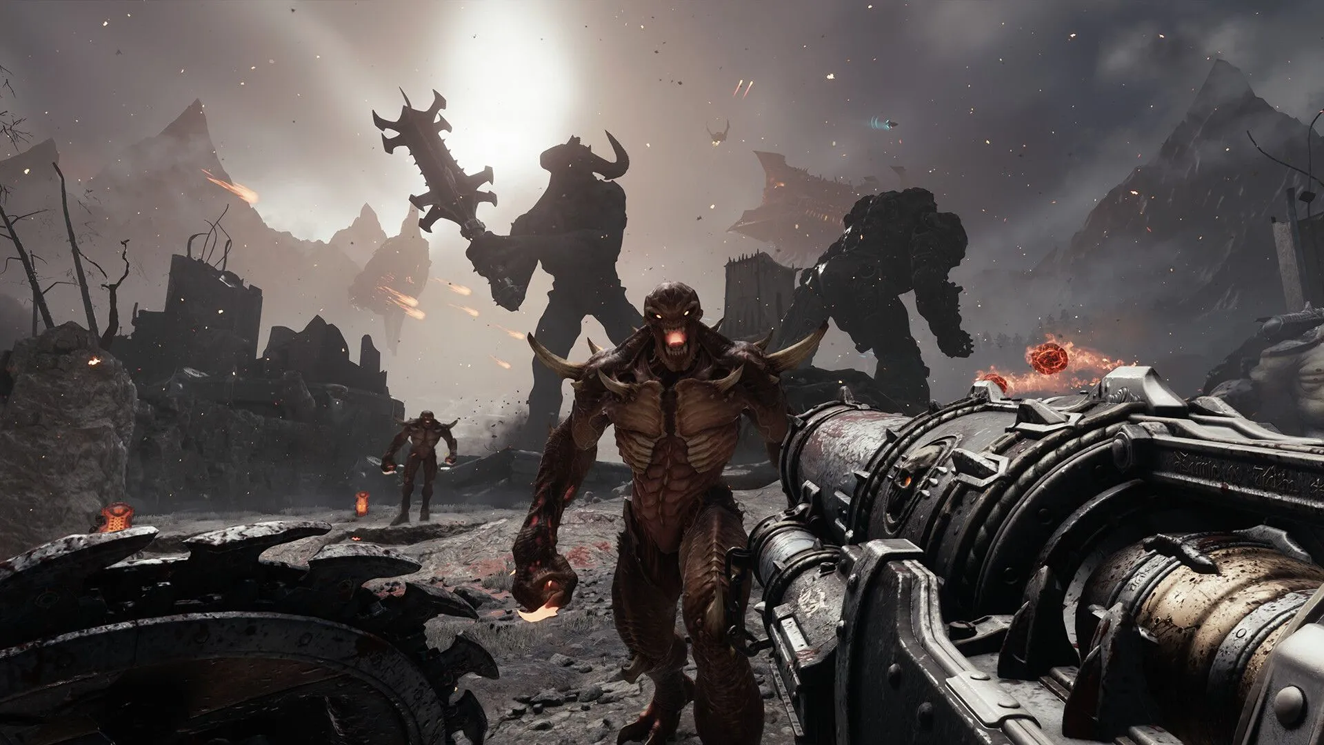 Cảnh game Doom: The Dark Ages với hiệu ứng ánh sáng chi tiết