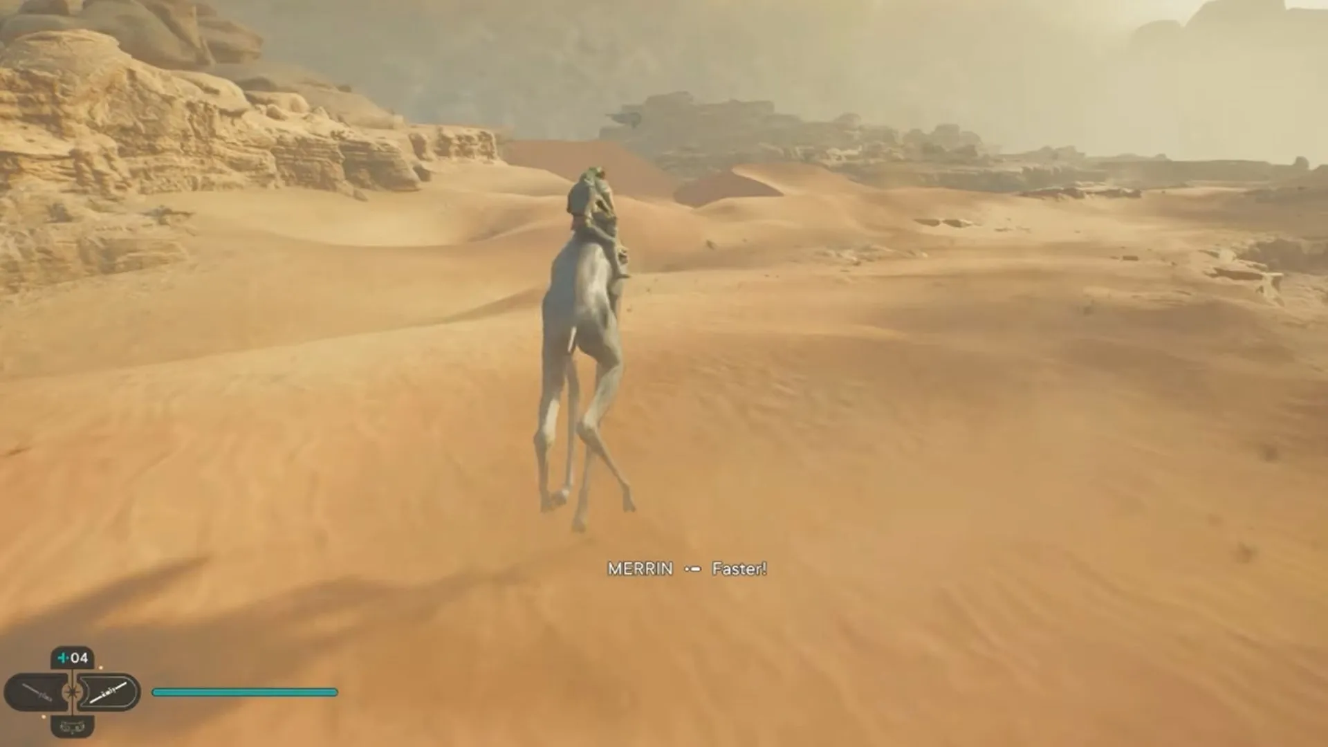 Cảnh gameplay Cal Kestis khám phá những sa mạc rộng lớn của Jedha trong Star Wars Jedi: Survivor