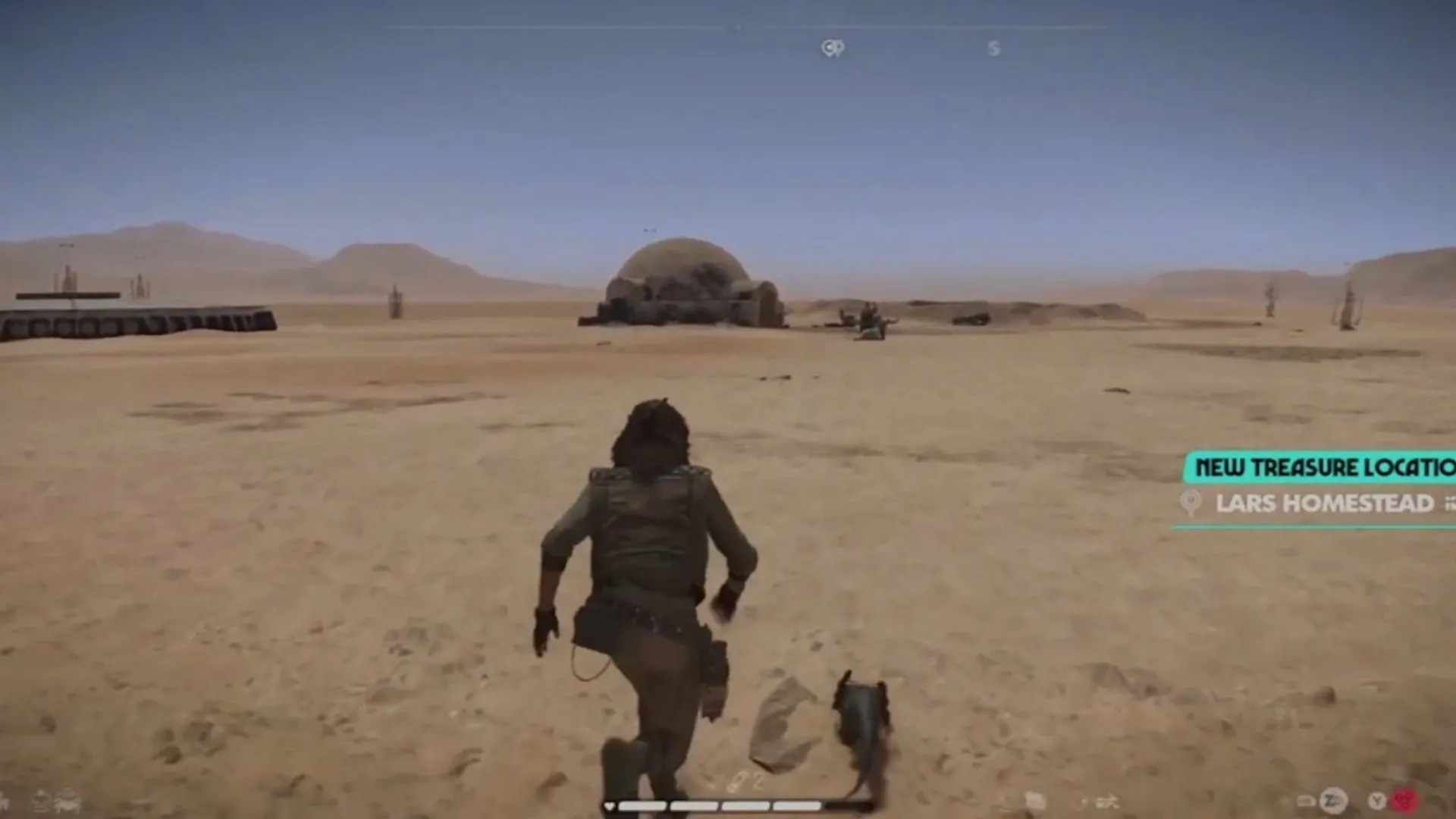 Cảnh gameplay tại trang trại Lars trên hành tinh Tatooine trong Star Wars Outlaws