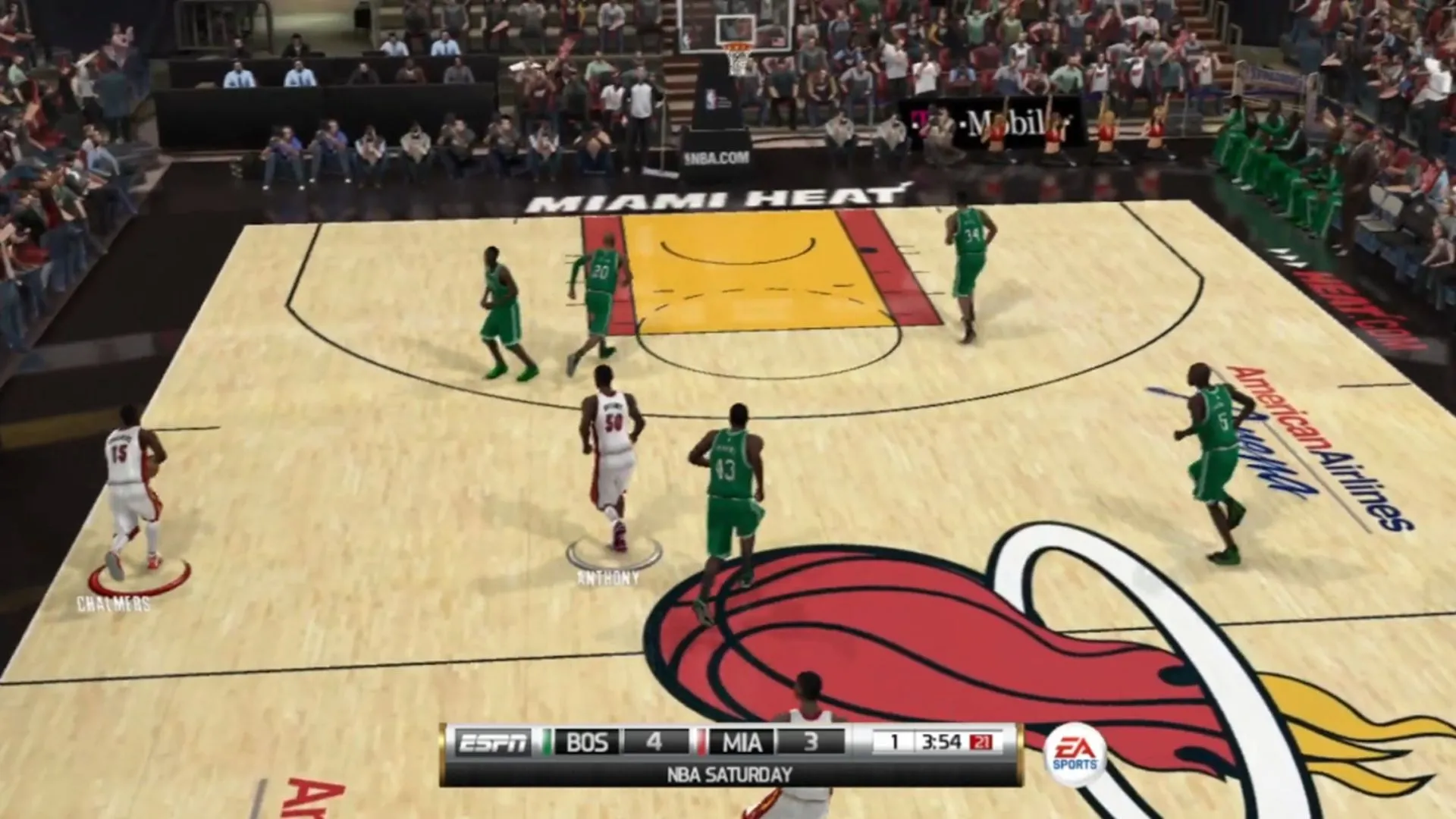 Cảnh gameplay từ NBA Elite 11, một cầu thủ bóng rổ đang thực hiện cú ném.