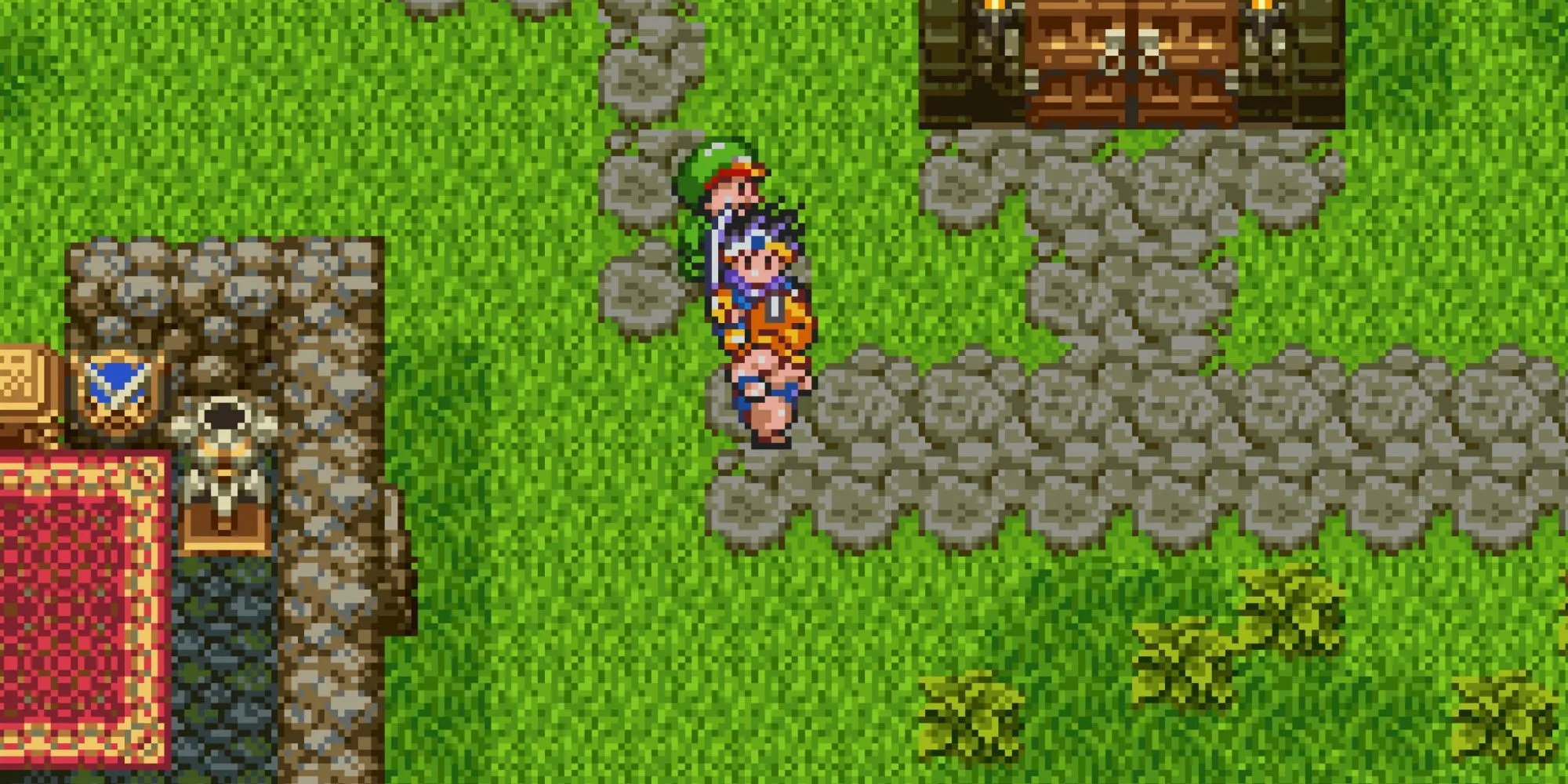 Cảnh khám phá một thị trấn trong Dragon Quest III: The Seeds of Salvation
