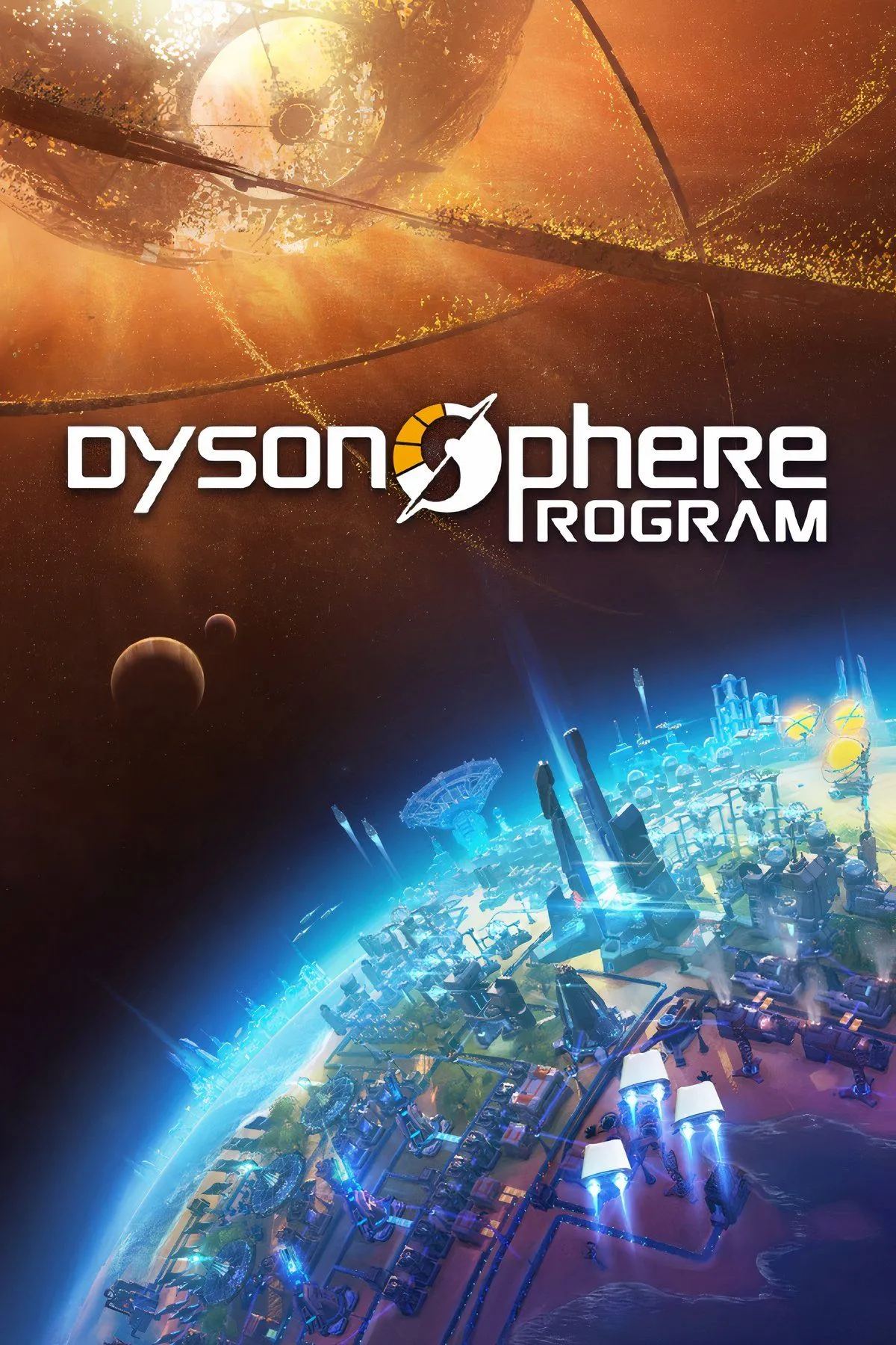 Cảnh quan một hệ sao trong Dyson Sphere Program với các nhà máy và công trình khổng lồ