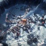 Cảnh quan thành phố New London băng giá trong game Frostpunk 1886