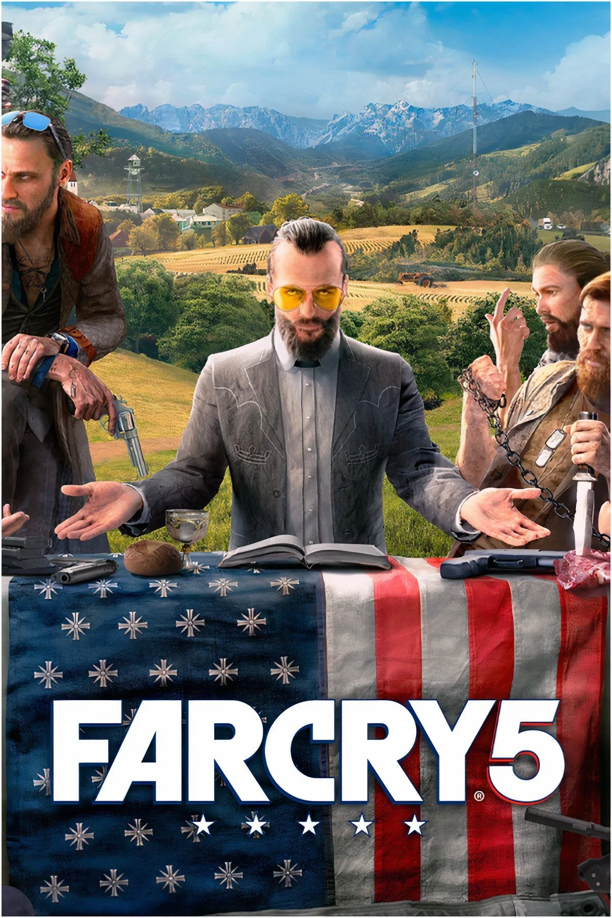 Cảnh quan vùng Hope County, Montana với dấu ấn của giáo phái Project at Eden's Gate trong Far Cry 5.