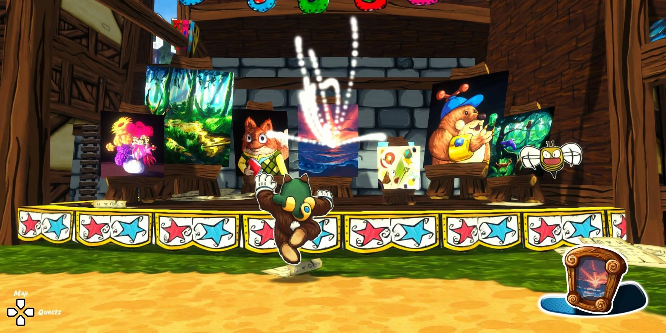 Cảnh Ruffy tham gia một mini-game trong Ruffy and the Riverside, thể hiện sự đa dạng của các hoạt động giải trí trong game.