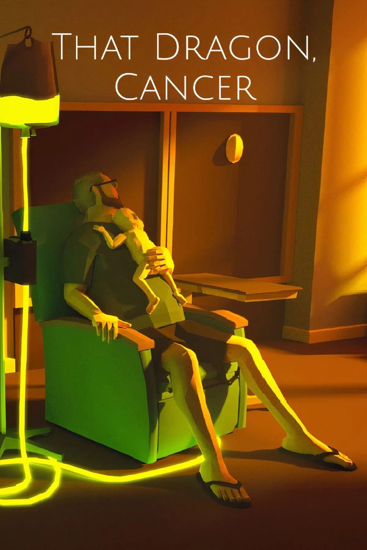 Cảnh trong game That Dragon, Cancer thể hiện hình ảnh trừu tượng của một đứa trẻ và cha mẹ, truyền tải thông điệp sâu sắc về cuộc chiến với bệnh tật