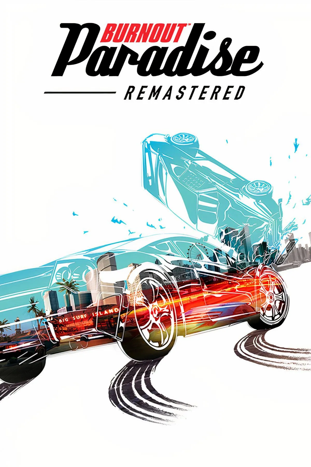Cảnh tượng thành phố nhộn nhịp, xe hơi va chạm và những pha hành động tốc độ cao trong game Burnout Paradise Remastered
