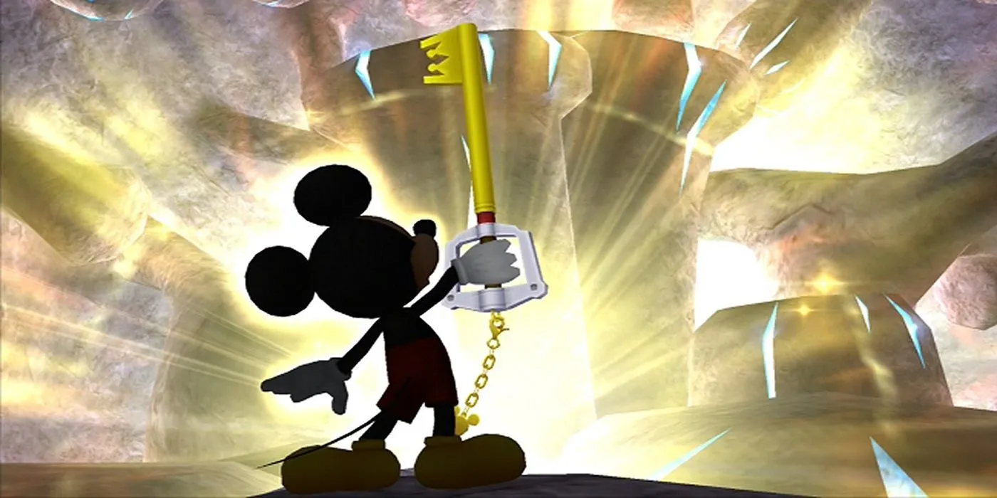 Cảnh Vua Mickey trong tựa game Kingdom Hearts