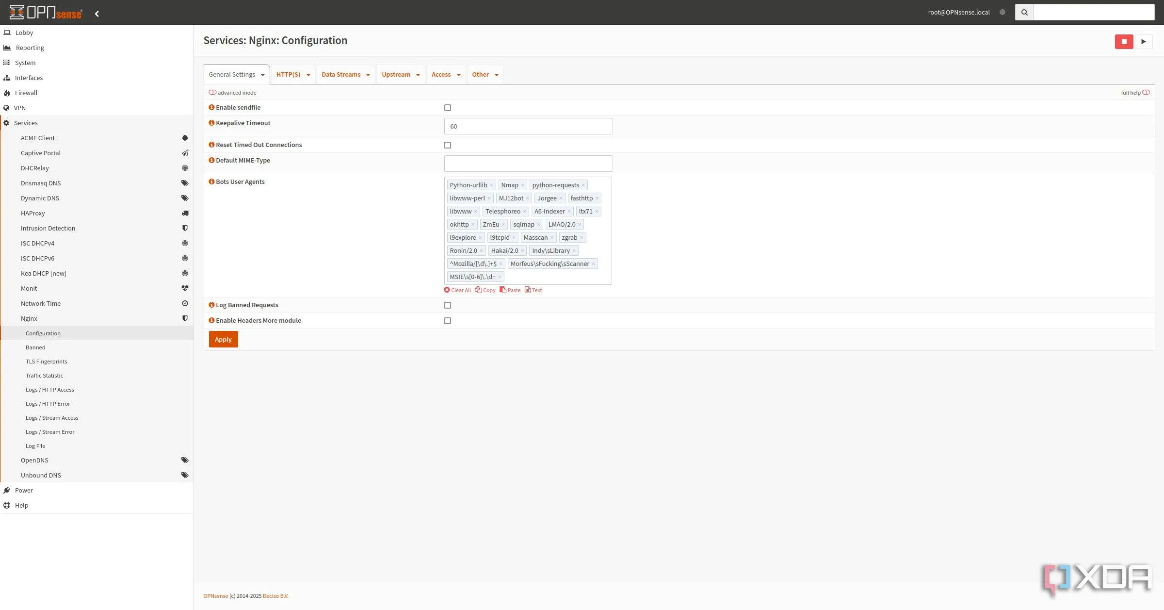 Cấu hình Nginx trong OPNsense, hiển thị các thiết lập proxy và chứng chỉ SSL