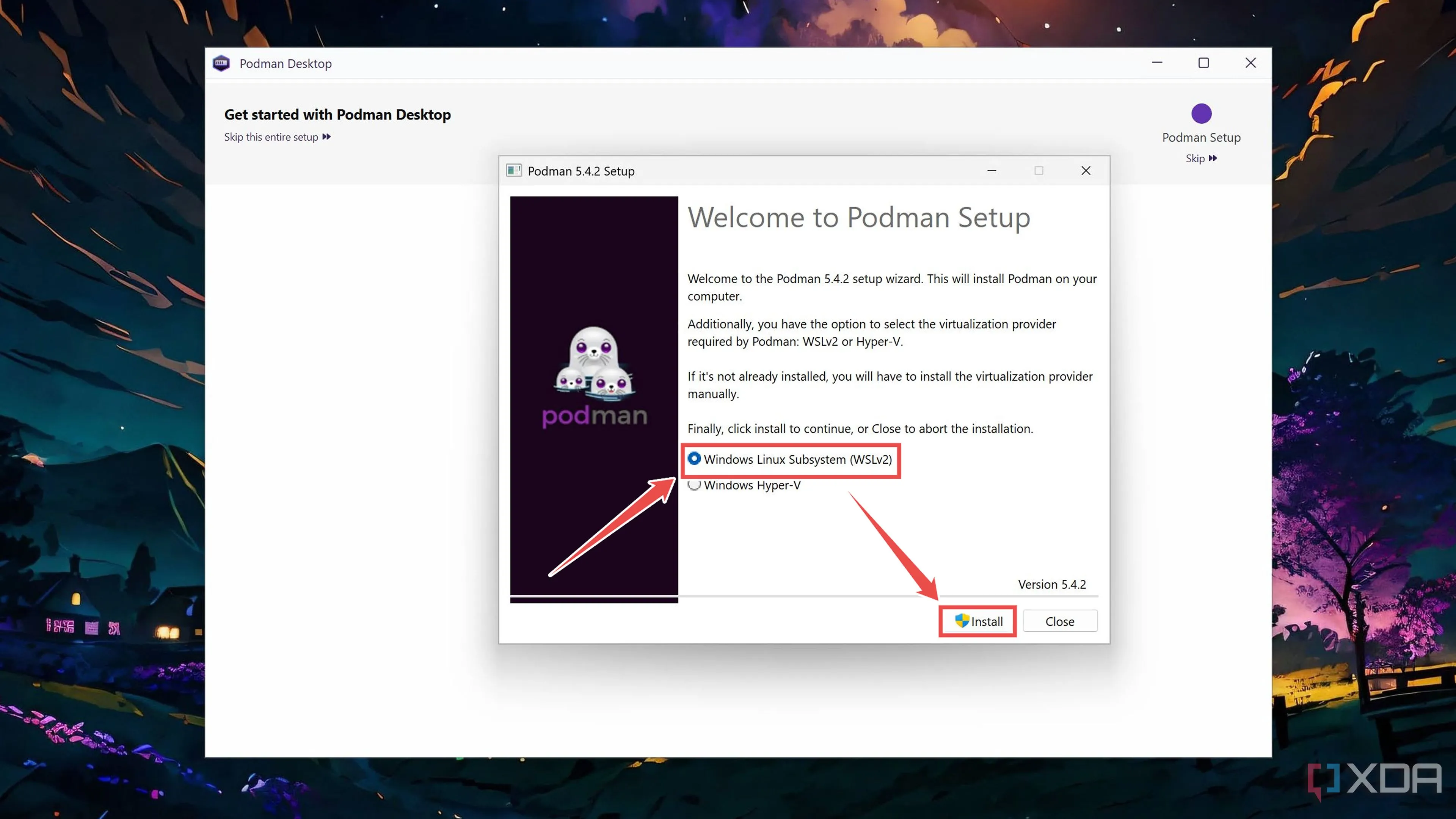 Chọn Windows Linux Subsystem (WSLv2) làm tùy chọn môi trường chạy cho Podman