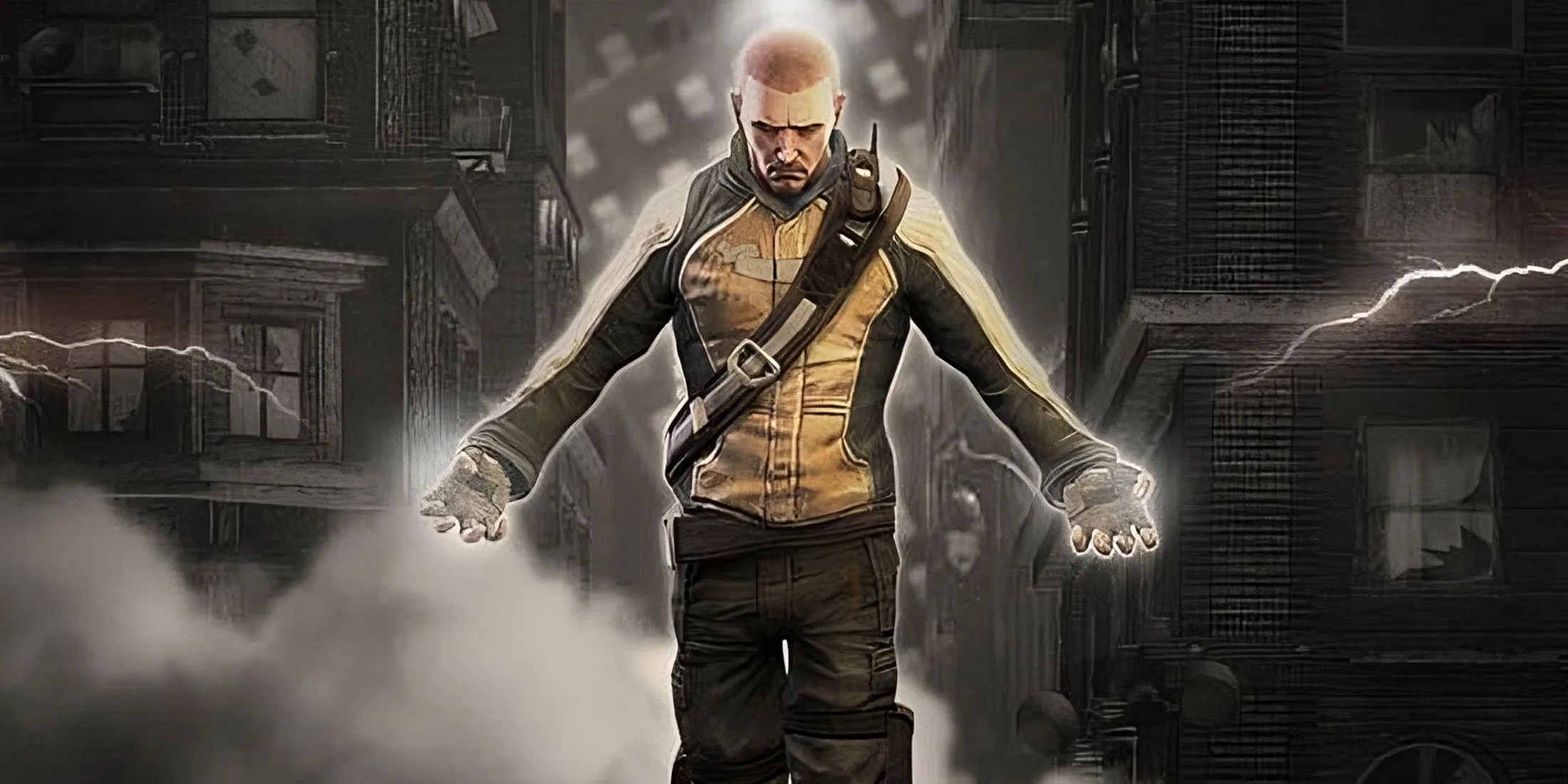 Cole MacGrath, nhân vật chính của Infamous, sử dụng sức mạnh điện