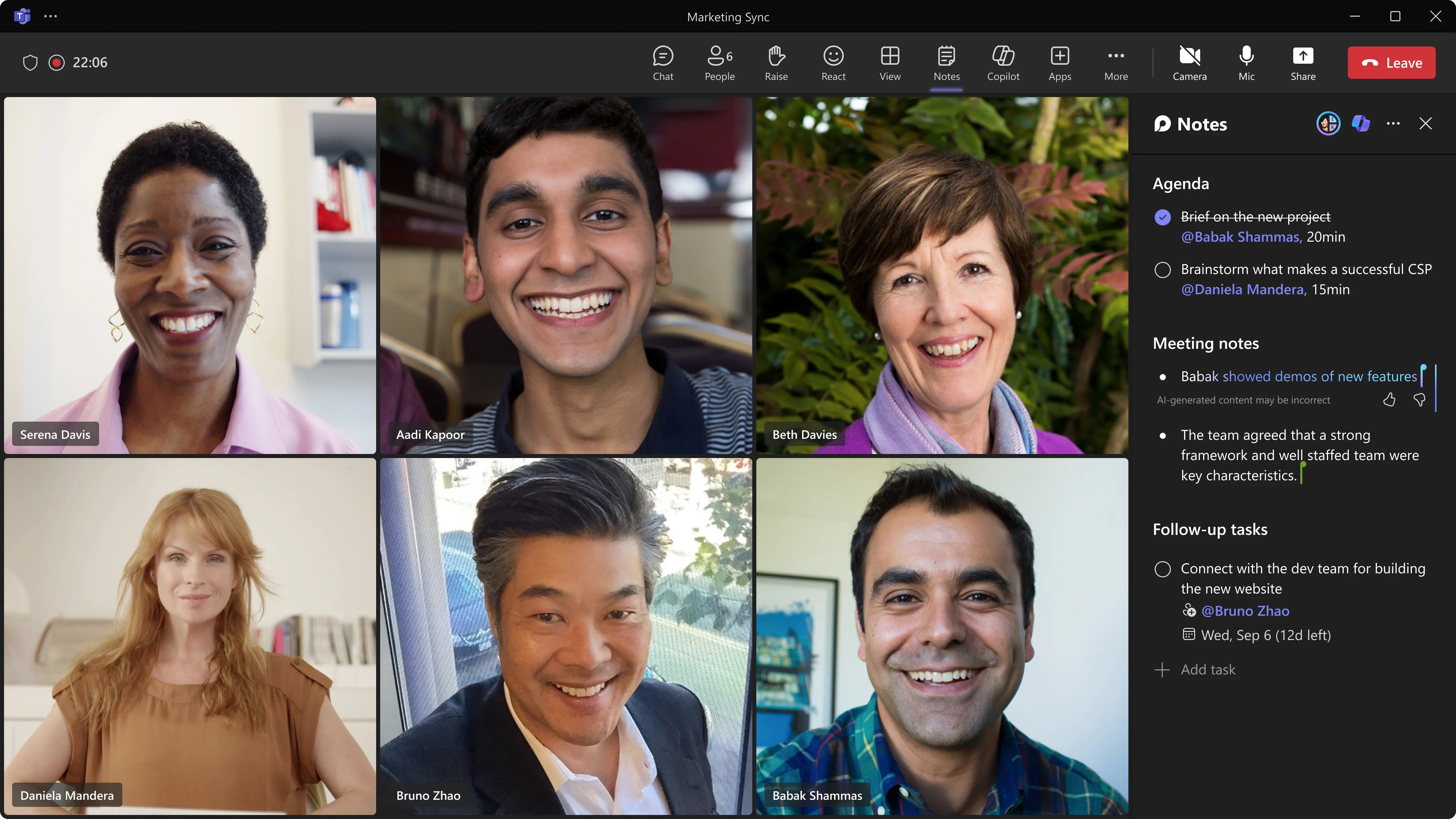 Copilot tự động ghi chú trong các cuộc họp Microsoft Teams