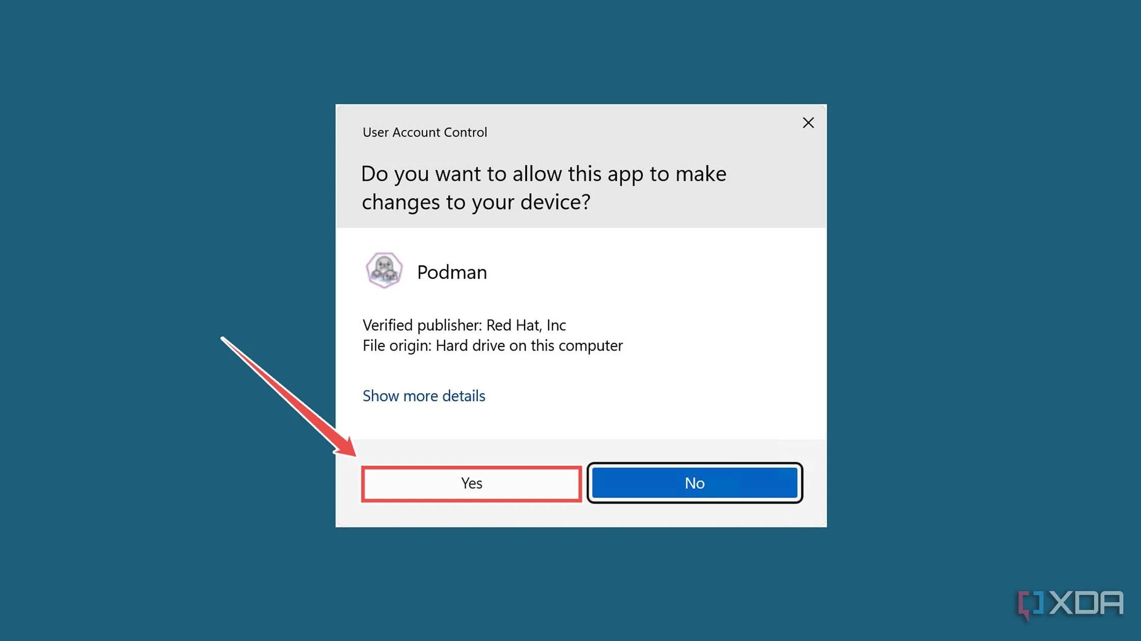 Cửa sổ User Account Control (UAC) yêu cầu xác nhận cài đặt