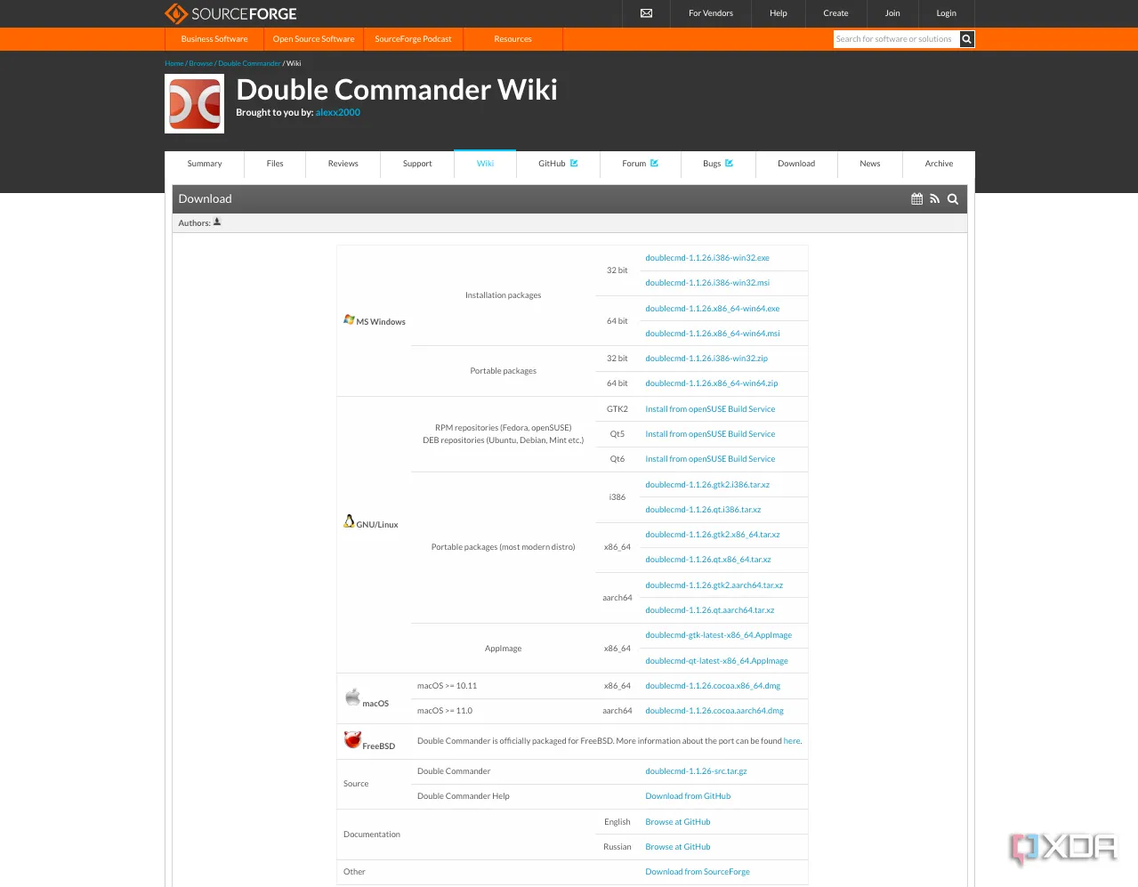 Danh sách các hệ điều hành tương thích với Double Commander: Windows, macOS, Linux, FreeBSD