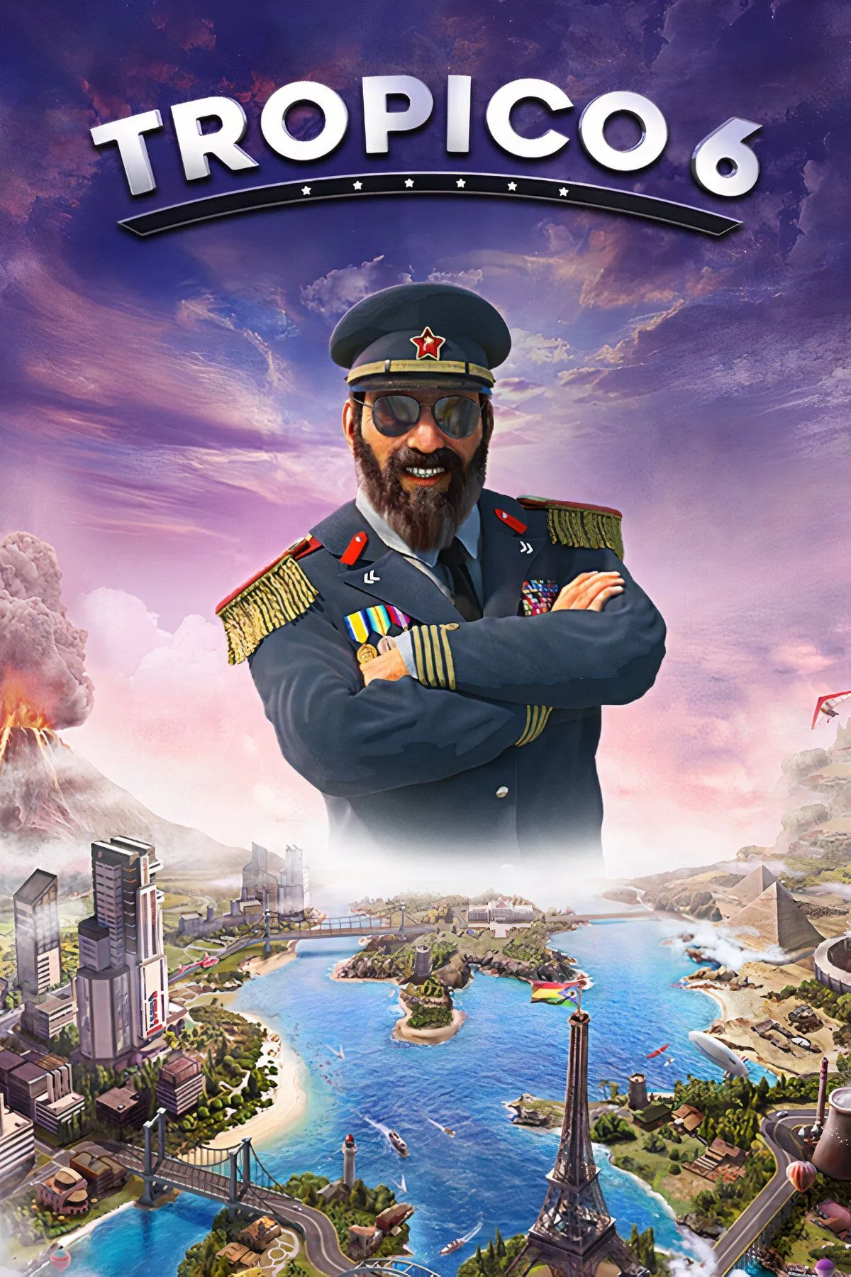 El Presidente đứng trên ban công với khẩu hiệu chính trị trên đảo quốc Tropico 6