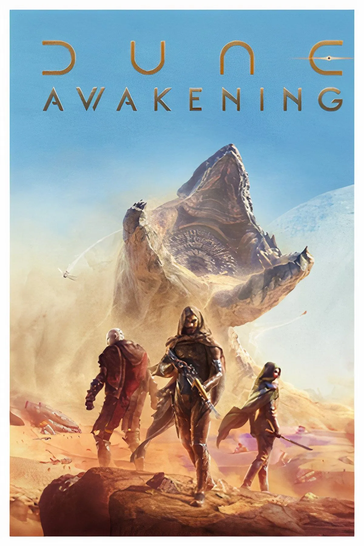 Gameplay Dune: Awakening, thể hiện người chơi trên sa mạc Arrakis và sâu cát khổng lồ