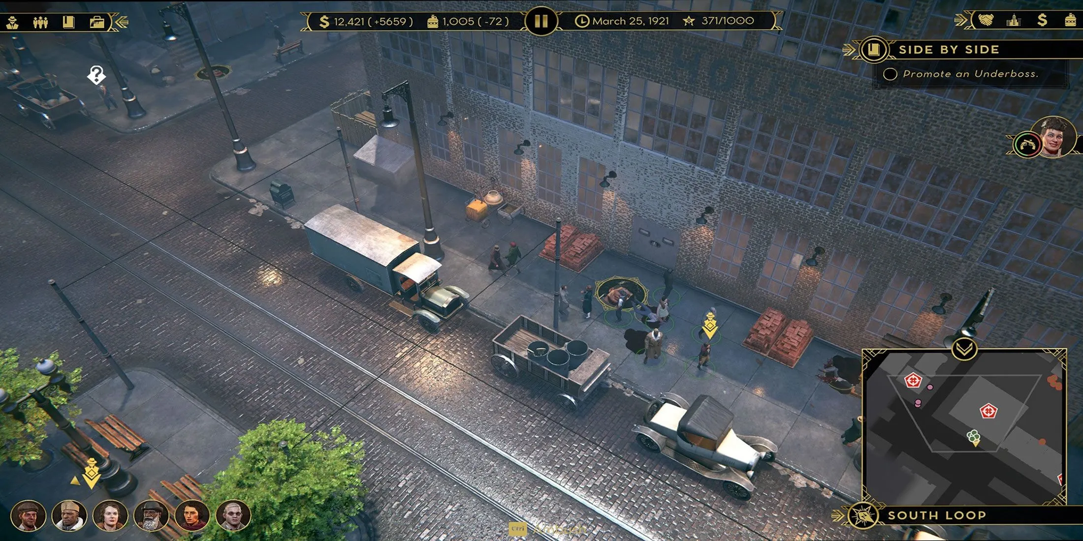 Gameplay Empire of Sin nhìn ra đường phố
