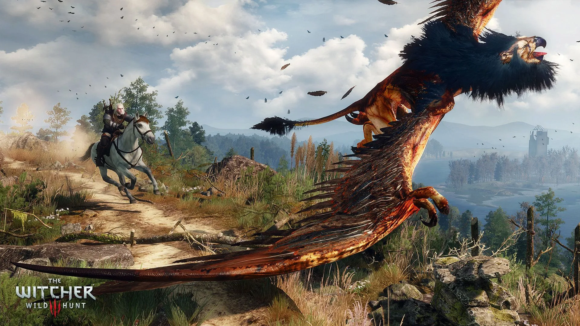 Geralt đang săn quái vật trong thế giới mở rộng lớn của The Witcher 3: Wild Hunt