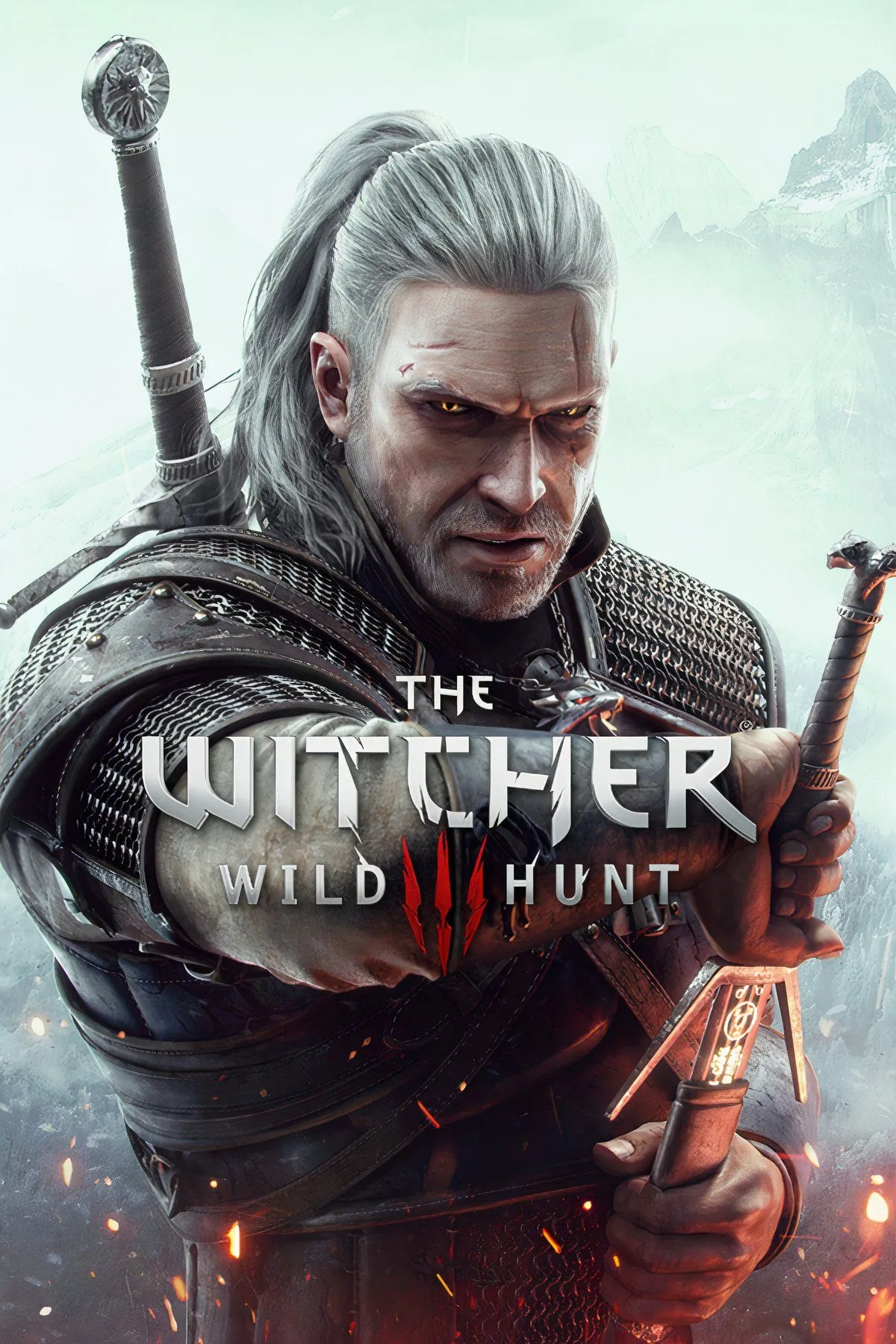Geralt of Rivia cưỡi ngựa Roach đi qua một vùng đất hoang tàn trong The Witcher 3: Wild Hunt.