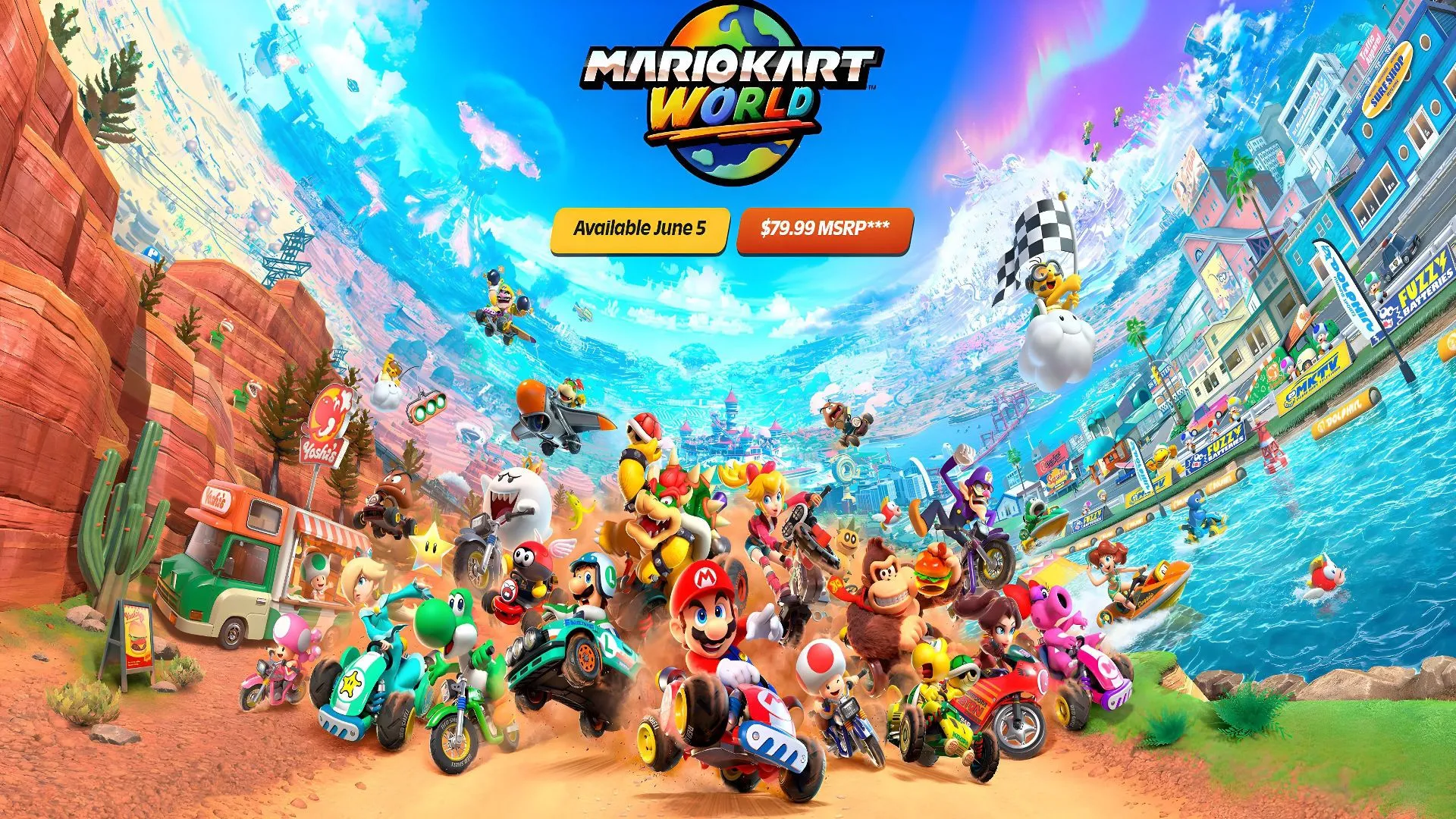 Giá 80 USD của Mario Kart World trên màn hình game