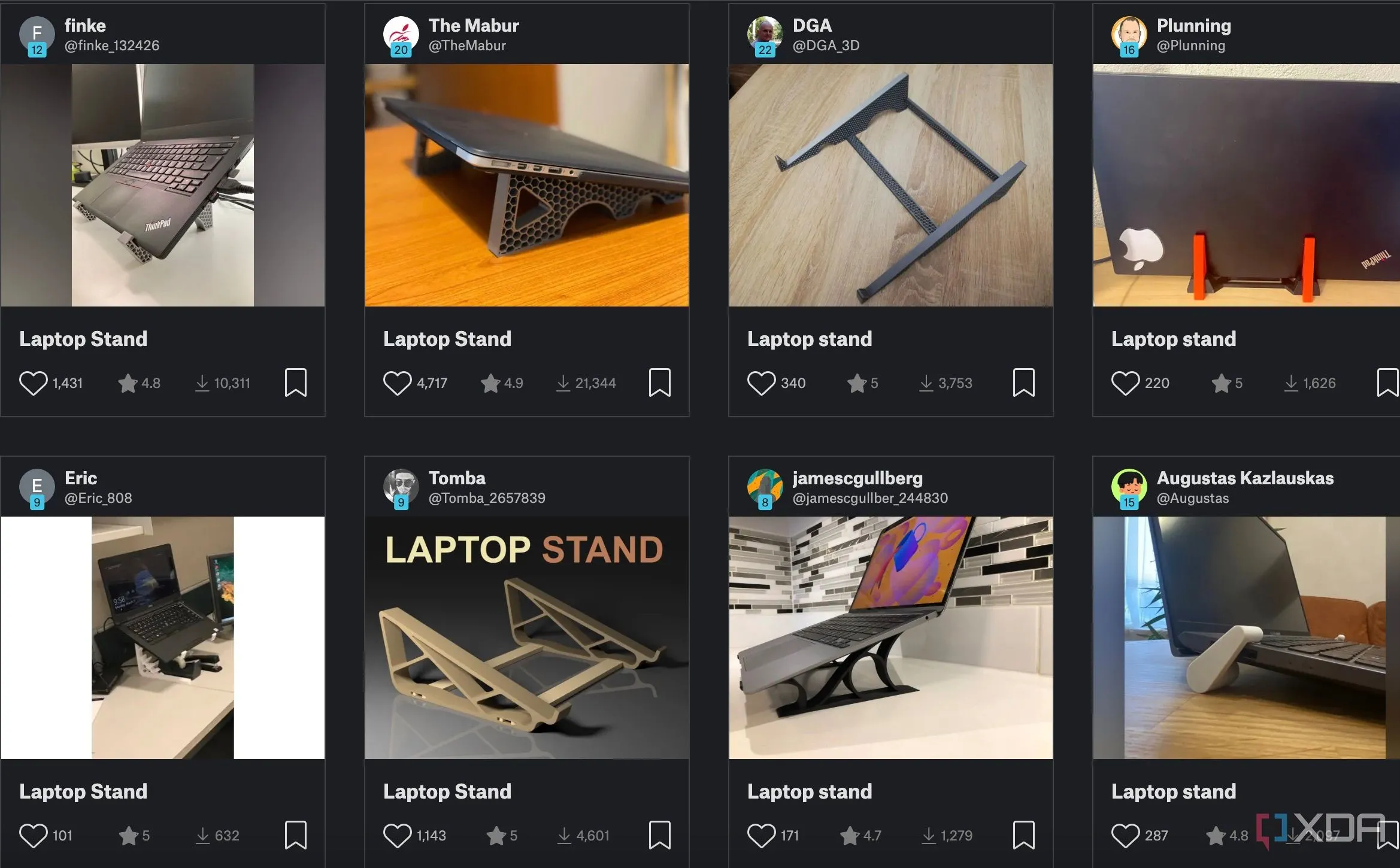 Giá đỡ laptop in 3D màu đen, đặt laptop ở góc nghiêng giúp cải thiện tư thế làm việc