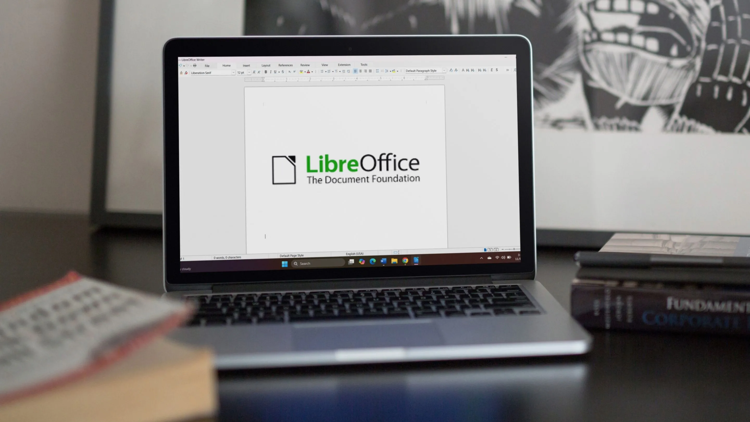 Giao diện bộ phần mềm văn phòng mã nguồn mở LibreOffice trên laptop