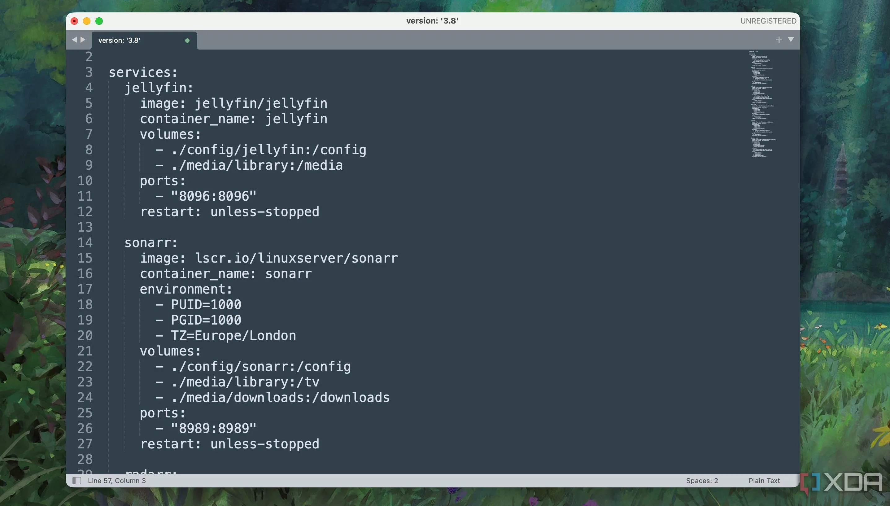 Giao diện cấu hình file YAML cho Docker Compose