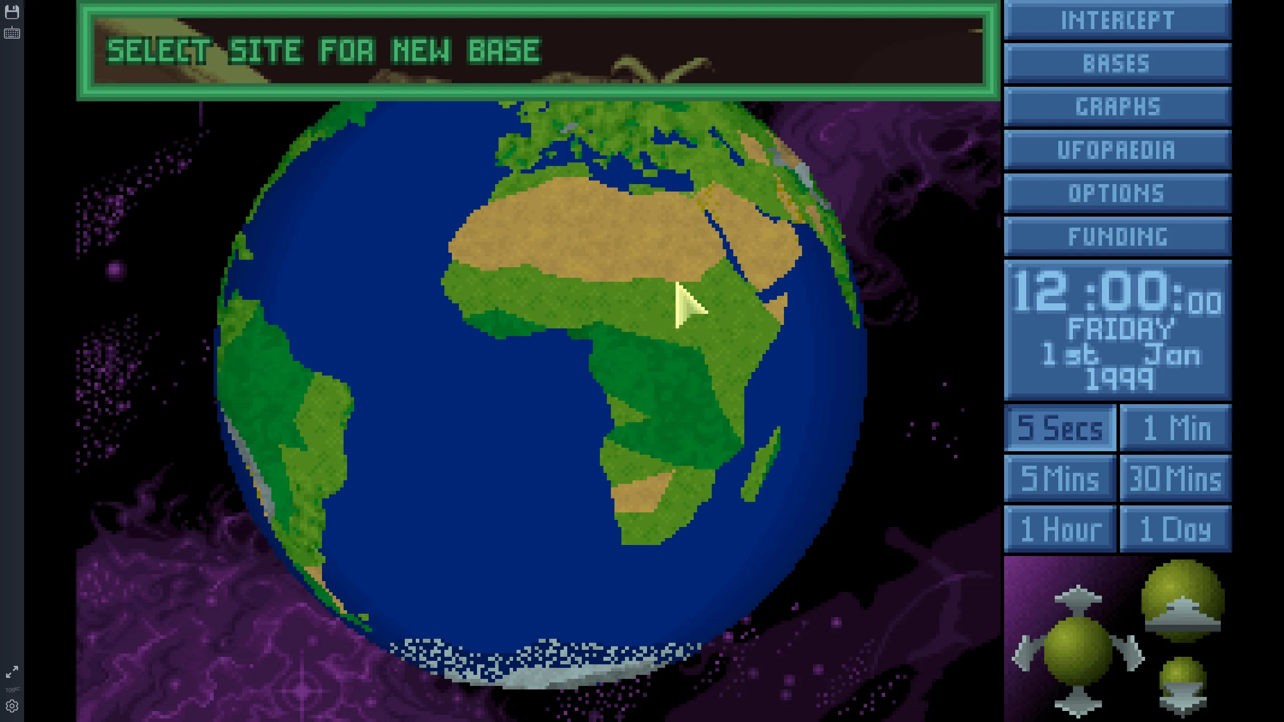 Giao diện chiến đấu theo lượt trong game chiến thuật X-COM: UFO Defense (1994) với các binh sĩ đối đầu người ngoài hành tinh.