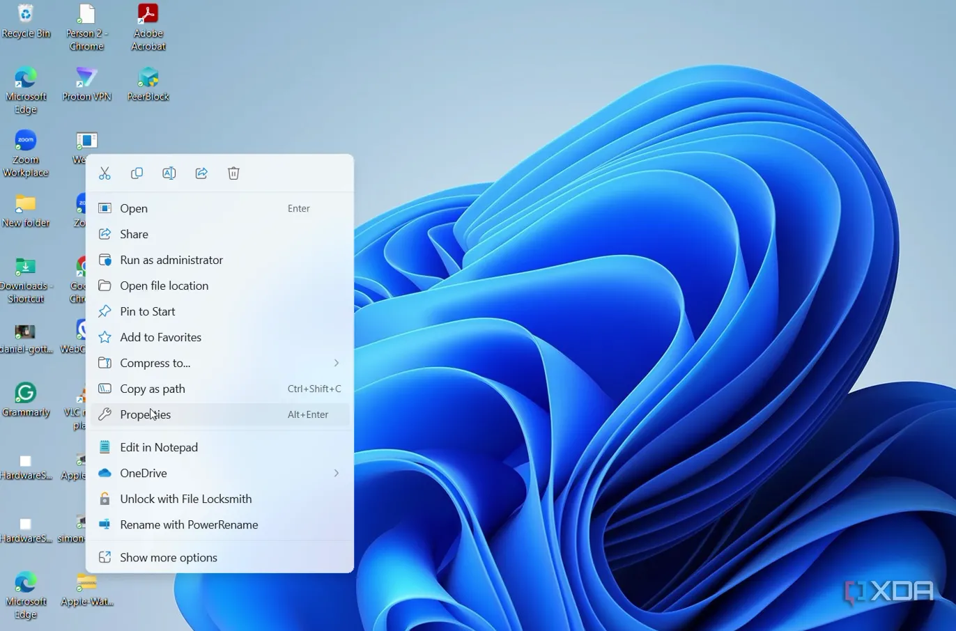 Giao diện chọn Properties từ menu ngữ cảnh khi nhấp chuột phải vào shortcut ứng dụng trong Windows.